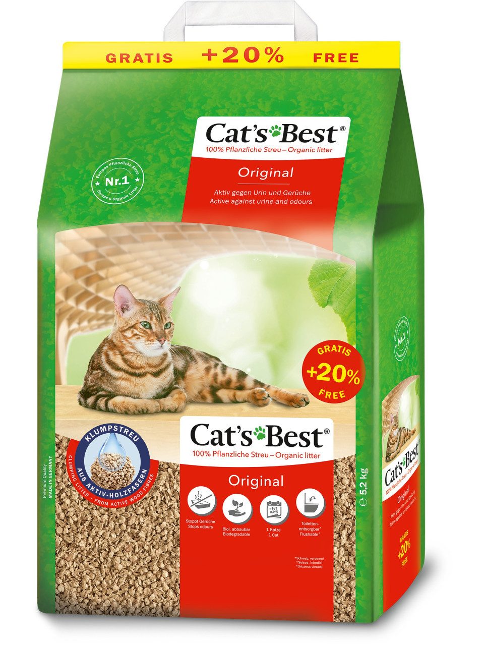 CAT Katzentoilette Cats Best Original Katzenstreu pflanzlich 10 + 2 L