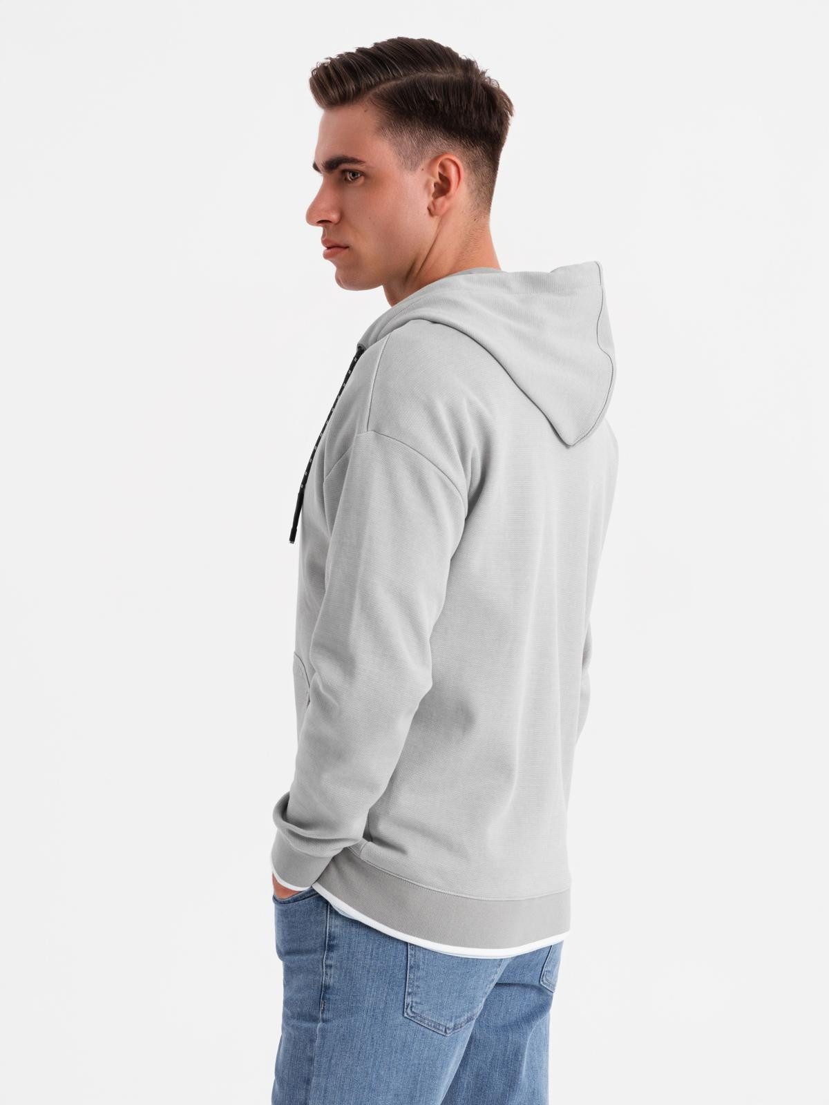OMBRE Kapuzensweatjacke Weich strukturiertes Sweatshirt mit Kapuze für Herren