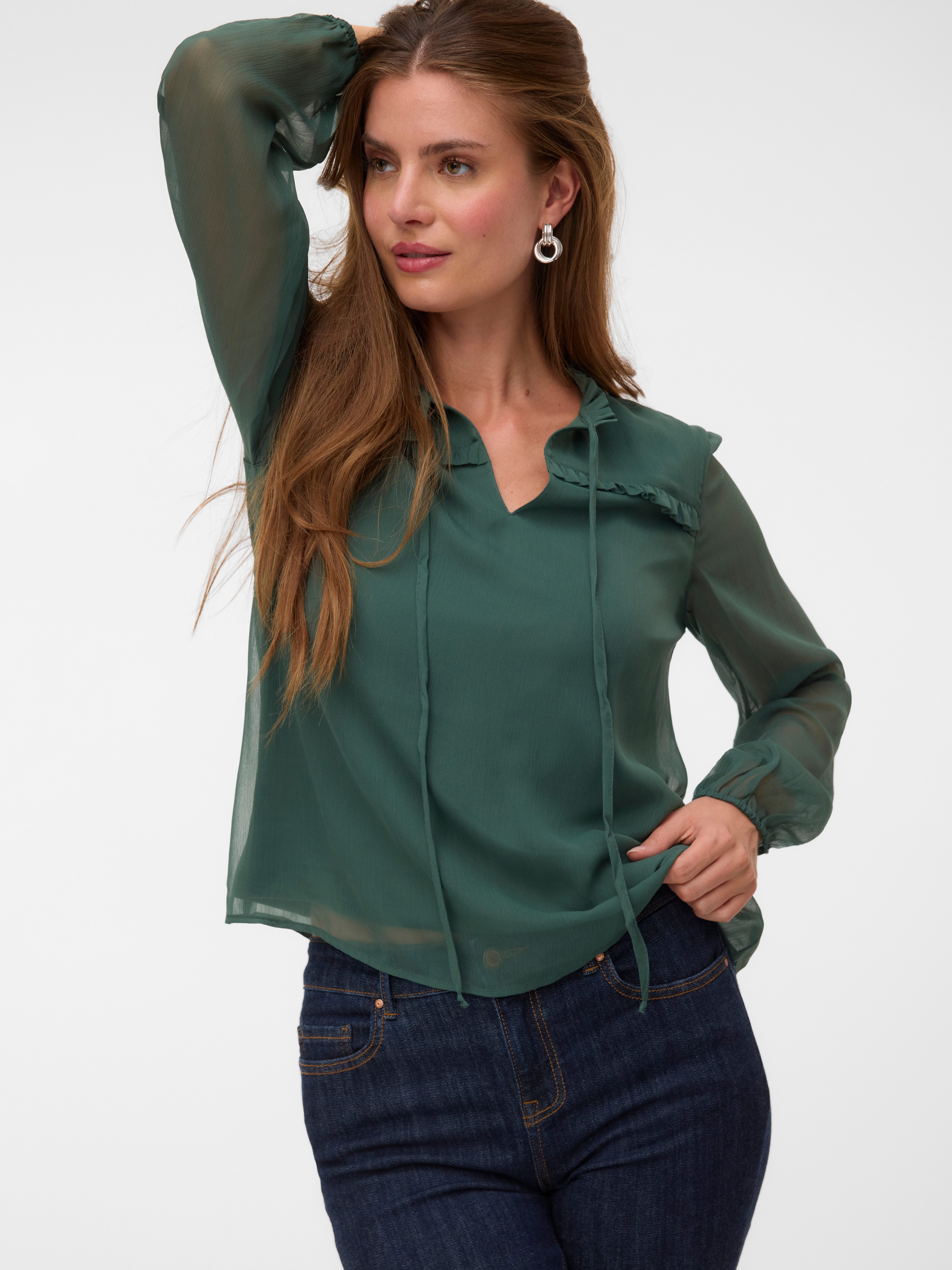 Vero Moda Chiffonbluse VMMILLA LS TOP WVN GA NOOS Kunstfaser, regular fit