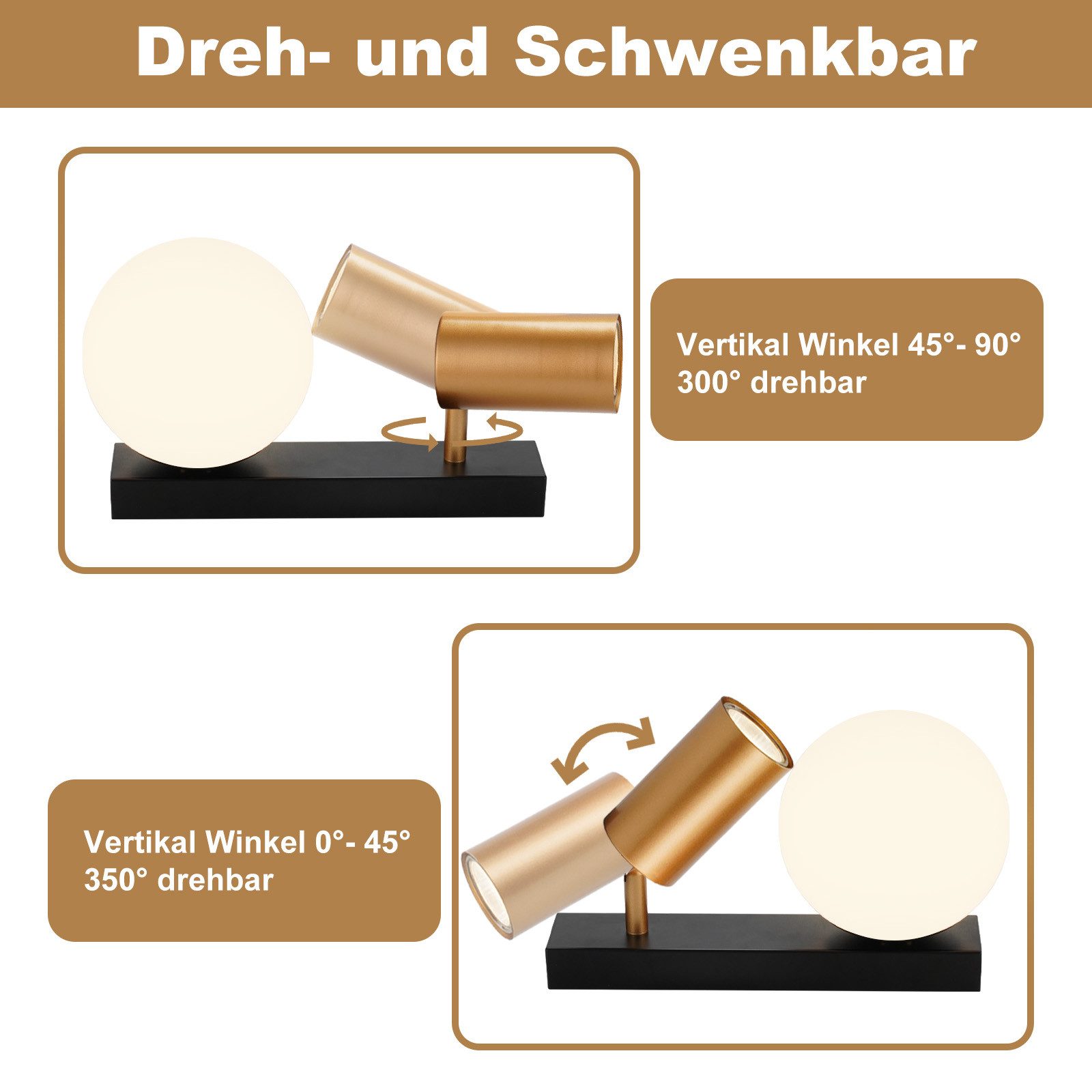 ZMH Deckenleuchte 2 Flammig Modern E14 Deckenlampe 40CM Metall Glaskugel Fl günstig online kaufen