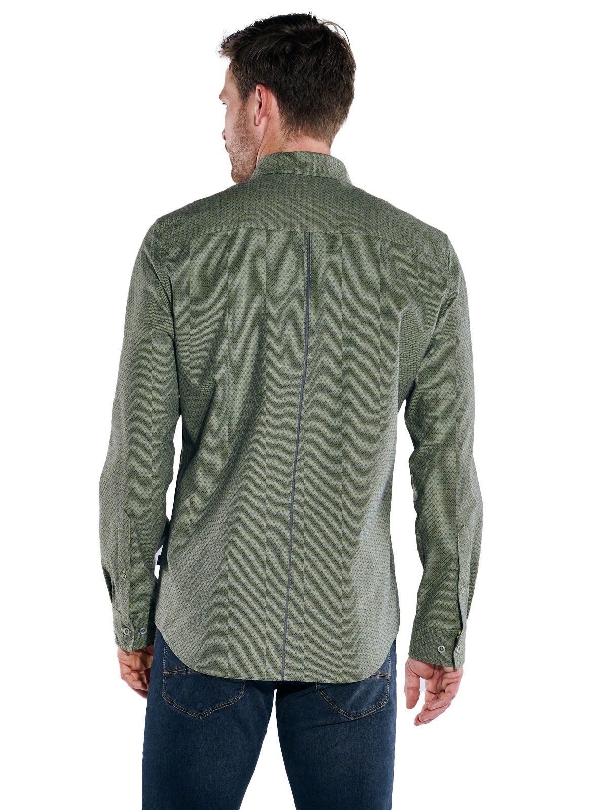 Engbers Langarmhemd engbers Herren Langarm-Hemd gemustert, Hellgruen günstig online kaufen