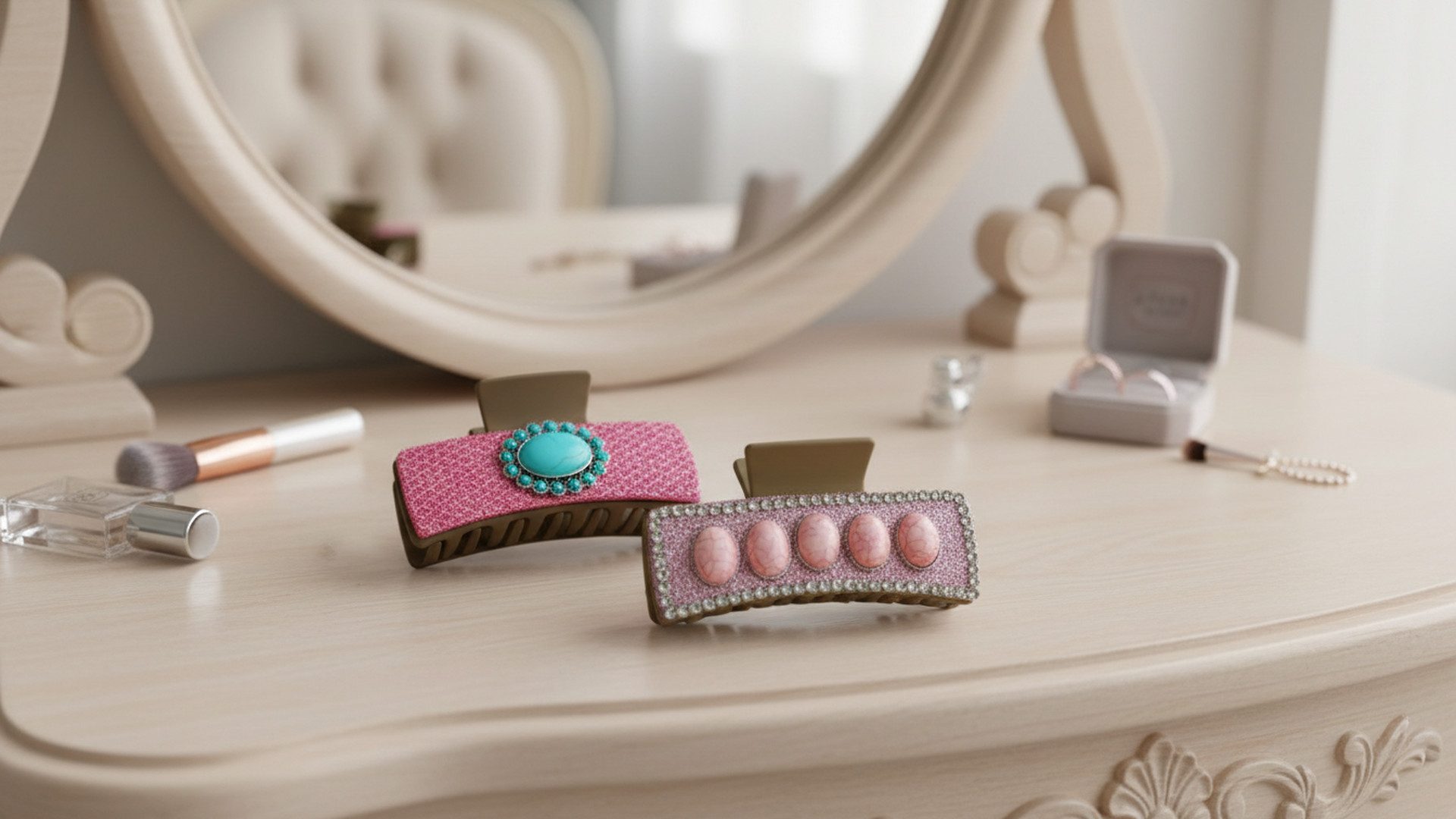 LK Trend & Style Haarspange Boho Pink Rechteck Clip, setzen Sie ein modisches Statement, Sie ist die ultimative Allrounderin, die jeden Look aufwertet