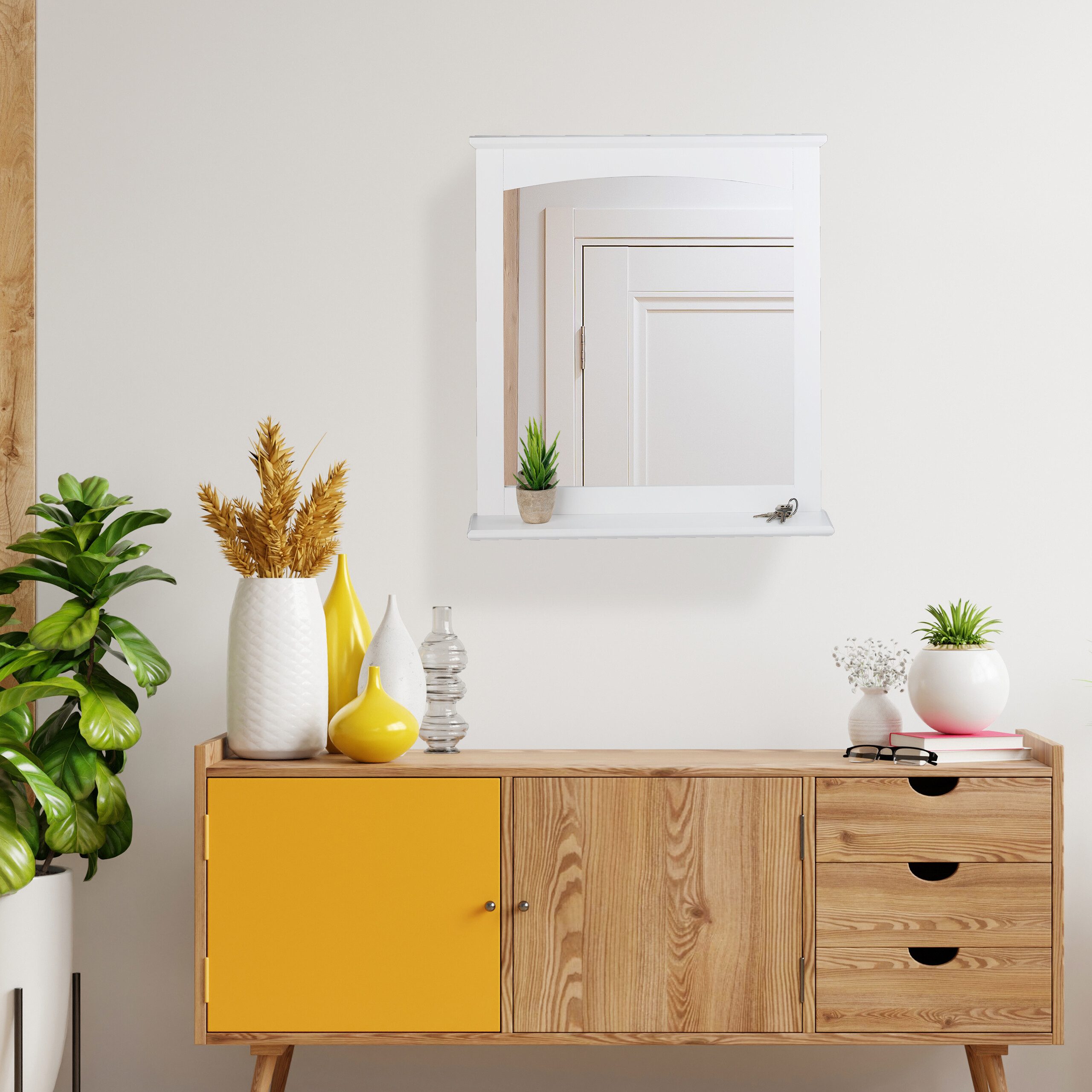 relaxdays Wandspiegel Badezimmerspiegel mit Ablage MDF