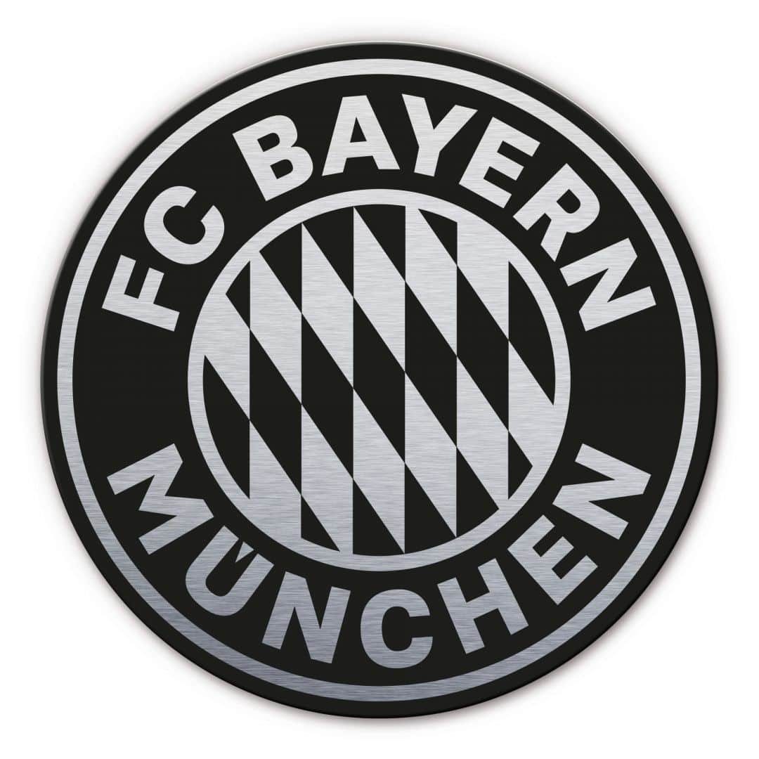 FC Bayern München Gemälde »Alu-Dibond Poster FC Bayern München Logo Vintage  Silber Metalloptik Fußball FCB Verein«, Wanddeko Kinderzimmer