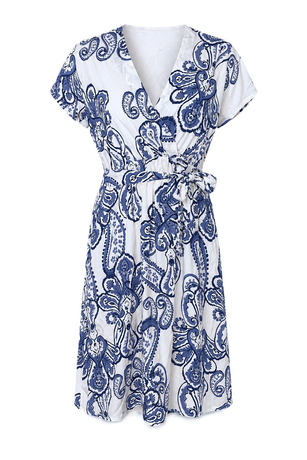 ITALY VIBES Cocktailkleid - femininer Oriental Print - Kleid mit Porzellanmuster ONE SIZE / Einheitsgröße = passt hier Gr. 34 - L / XS - L