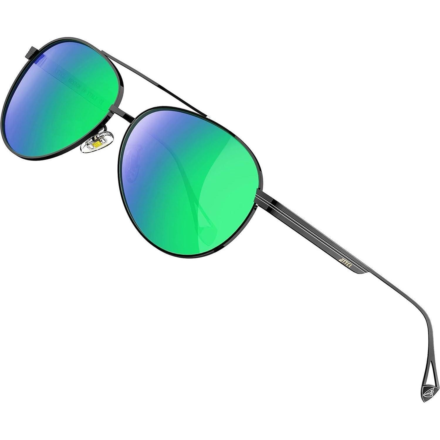 Pilotenbrille Sonnenbrille Herren Fliegerbrille 2033-schwarz Grün Verspiegelt