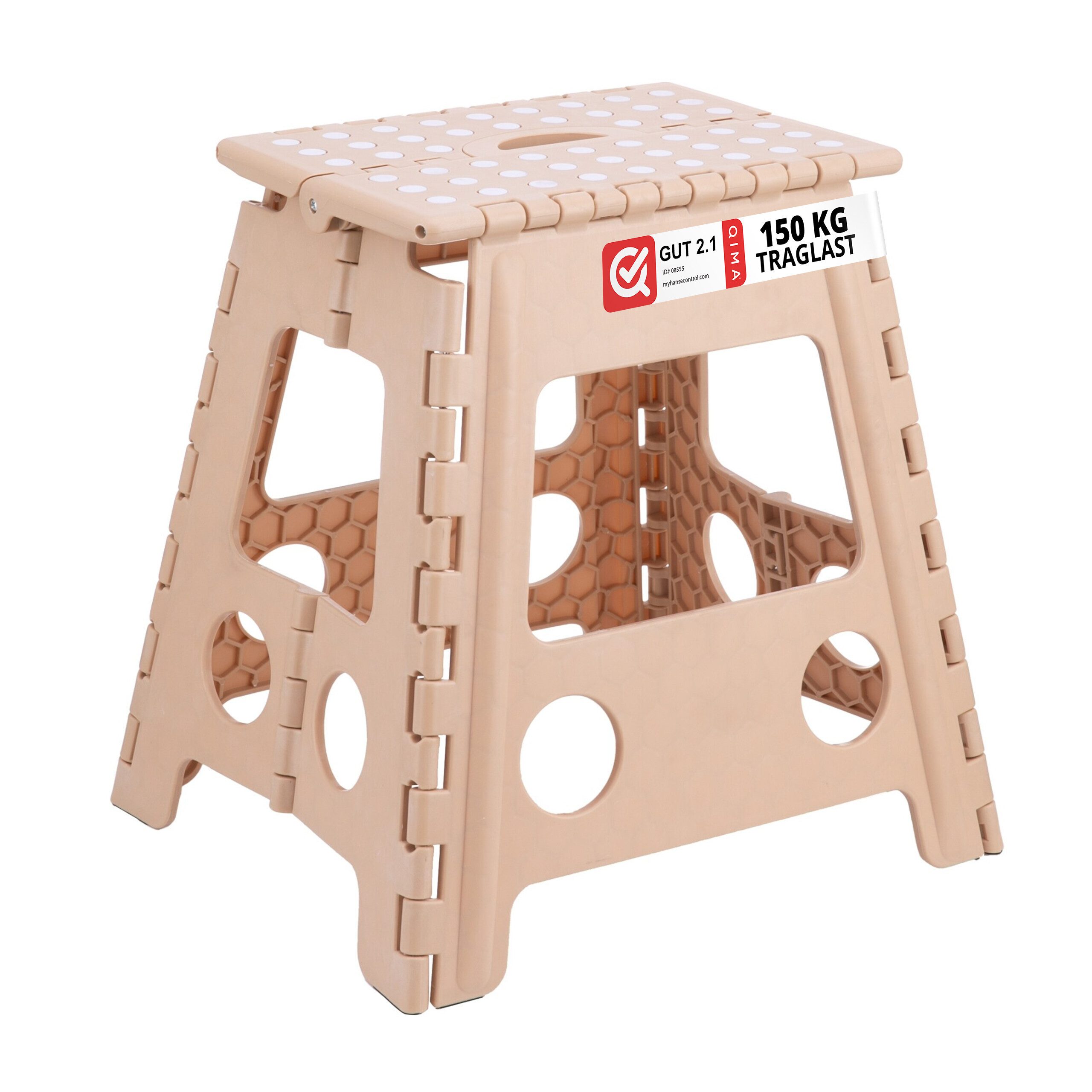 relaxdays Tritthocker Klapphocker faltbar XL (1 St), Beige