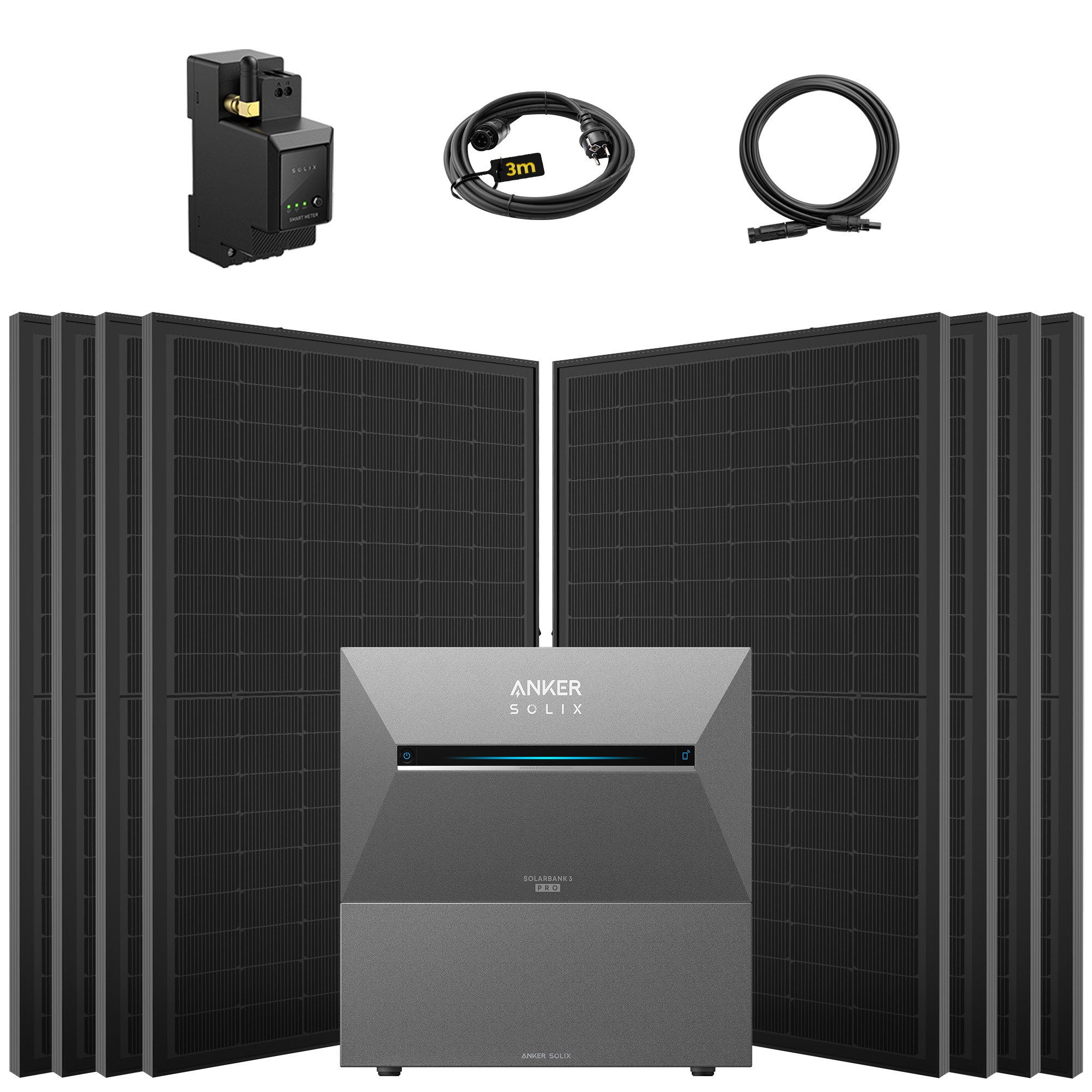 Solaranlage 4000W Balkonkraftwerk mit Speicher Anker Solix Solarbank 3 E2700 Pro
