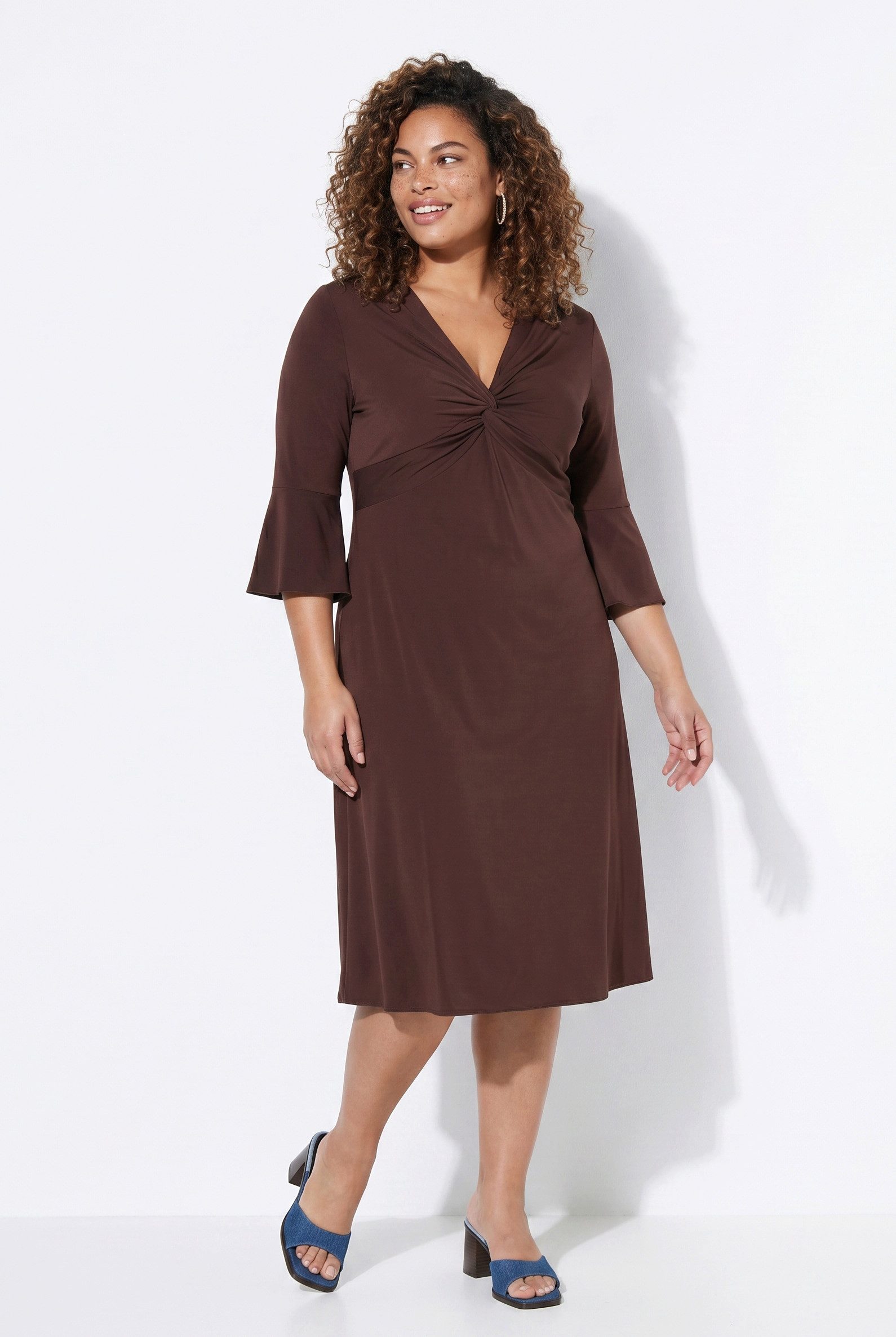 MIAMODA Midikleid Jerseykleid A-Linie Knoten-Detail