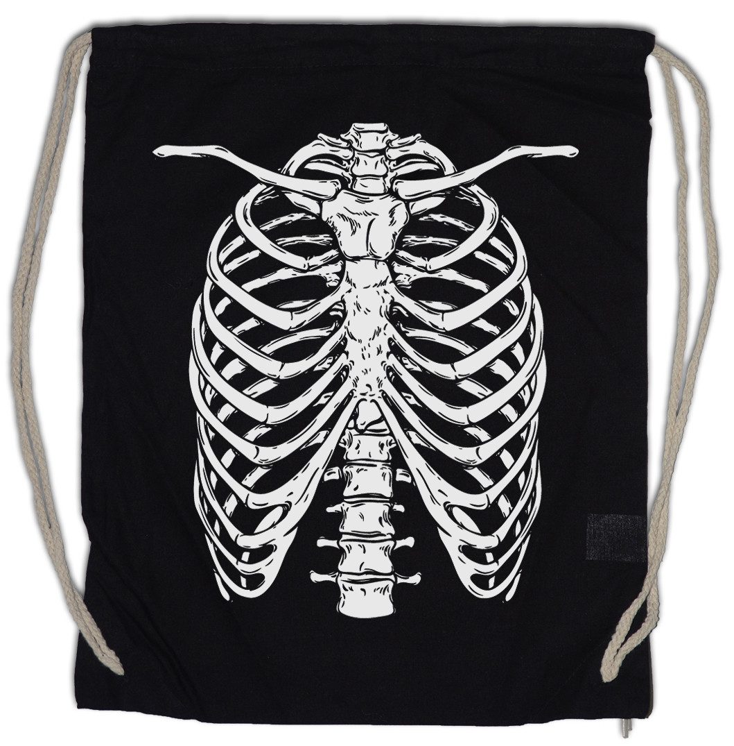 Urban Backwoods Turnbeutel Skeleton I Turnbeutel Bones Knochen Skelett Halloween Karneval (1-tlg), Fastnacht Fasching Skull Schädel