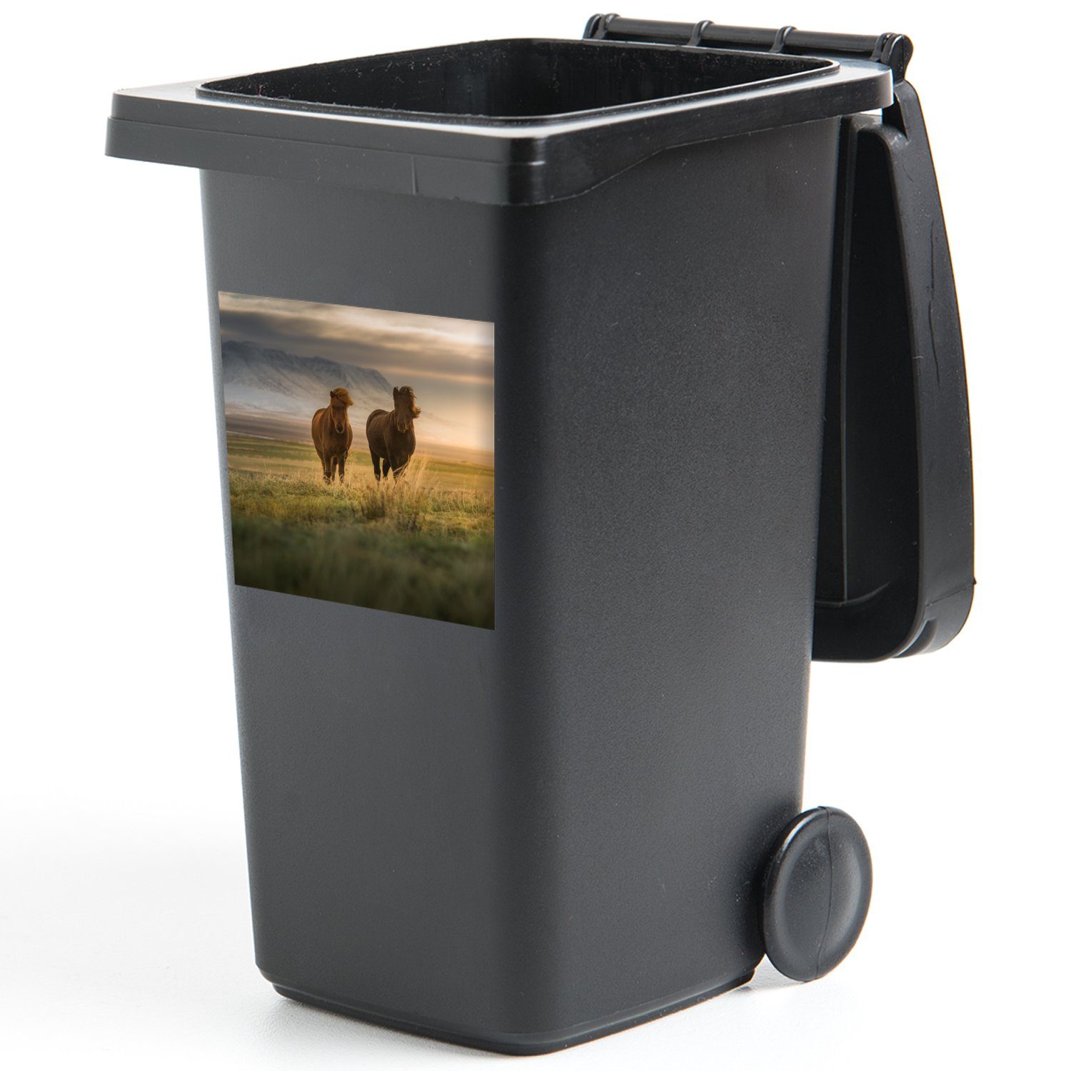 Pferde Mülltonne, - Luft Gras Container, Abfalbehälter Sticker, Mülleimer-aufkleber, (1 St), MuchoWow - Wandsticker