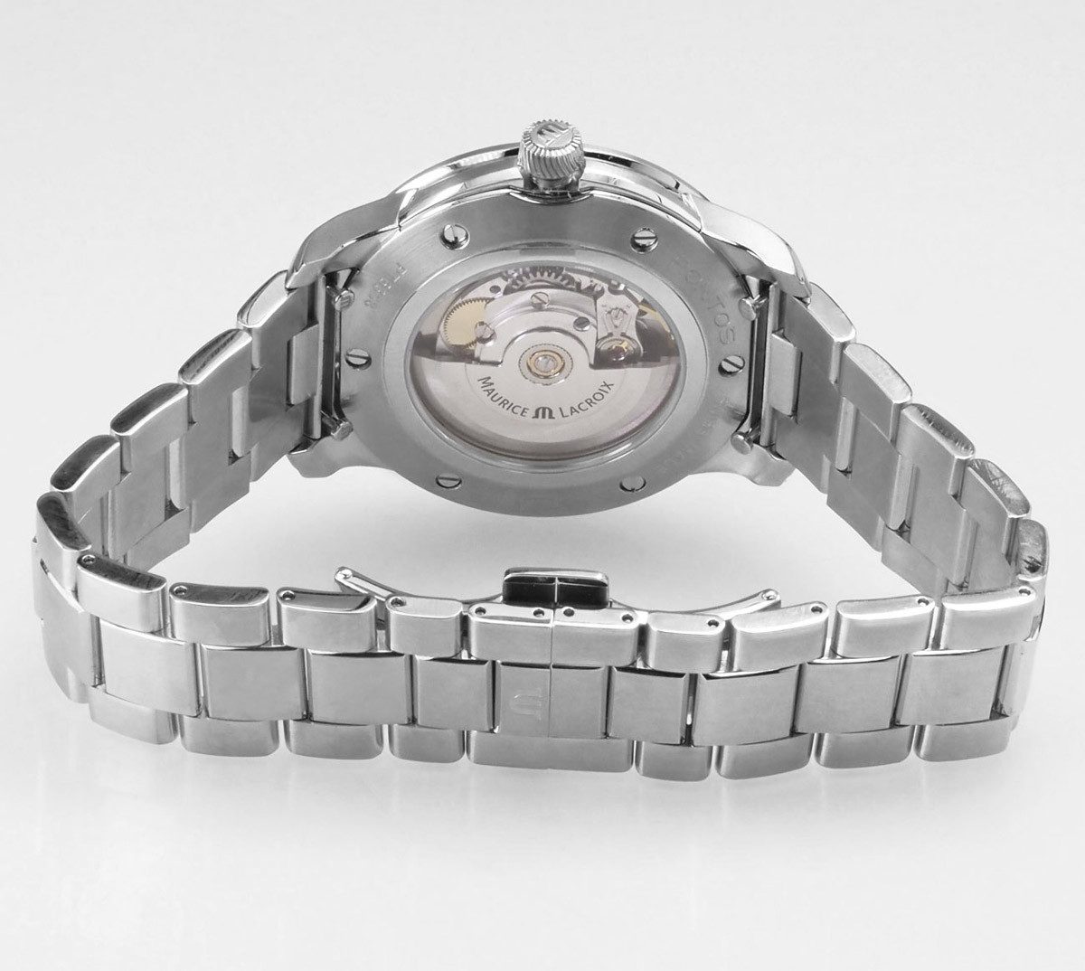 MAURICE LACROIX Automatikuhr schweizer Pontos Herren Uhr PT6358-SS002-431-1 Pontos Day Date, Glasboden