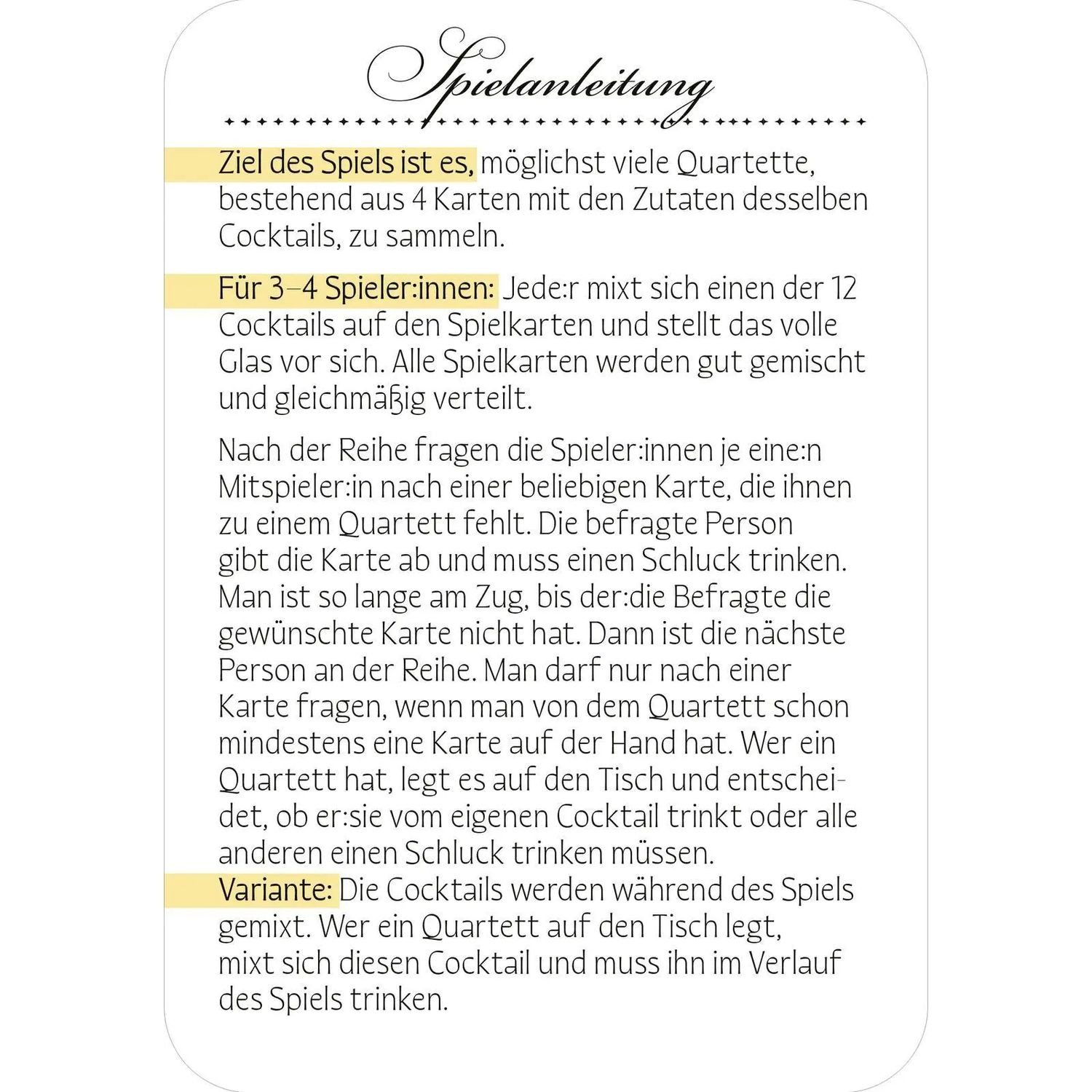 Ars Edition Spiel Das Cocktail-Quartett