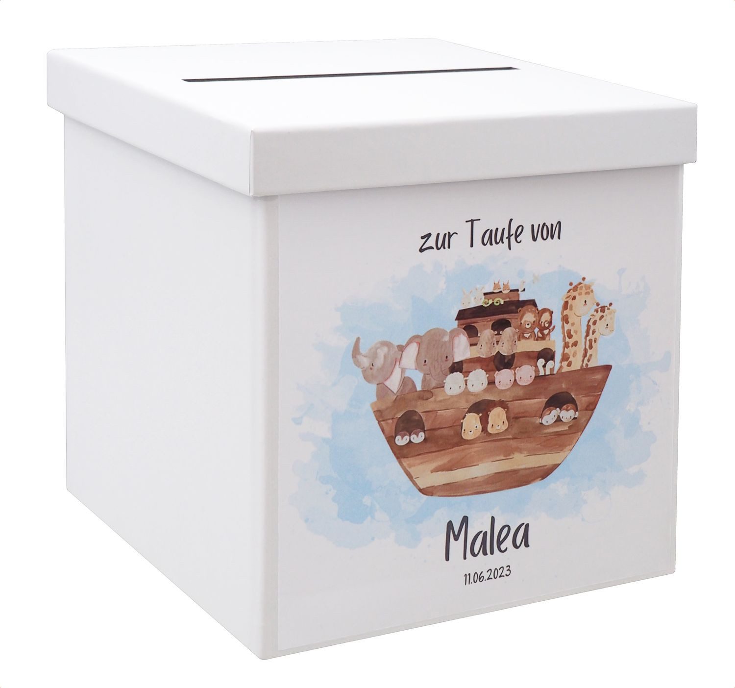 ZauberDeko Geschenkbox Briefbox Kartenbox Arche Noah Taufe Baby Deko Personalisiert Geschenk