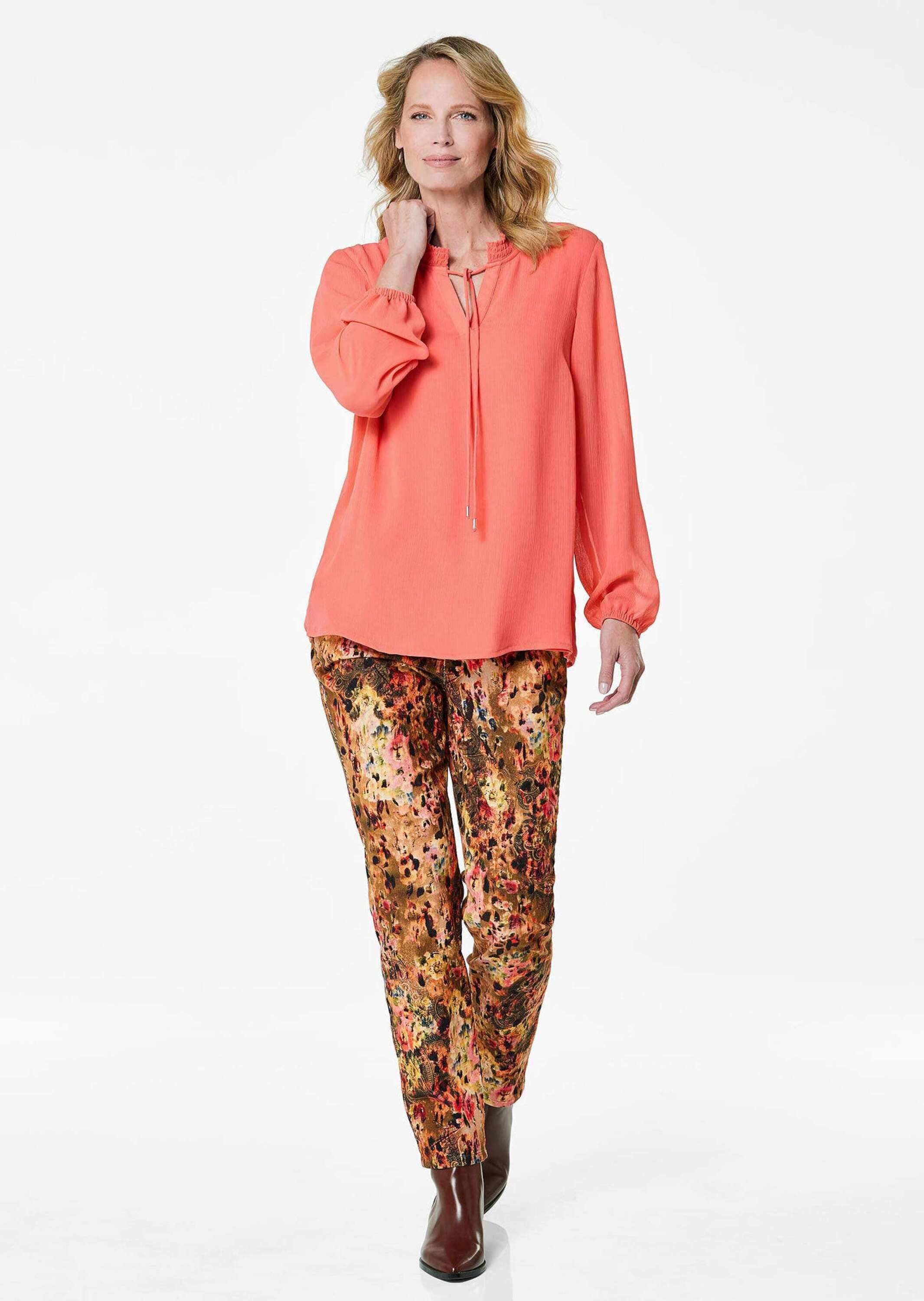 GOLDNER Chiffonbluse Elegante Jersey-Bluse mit Rundhals Viskosebluse mit Ru günstig online kaufen