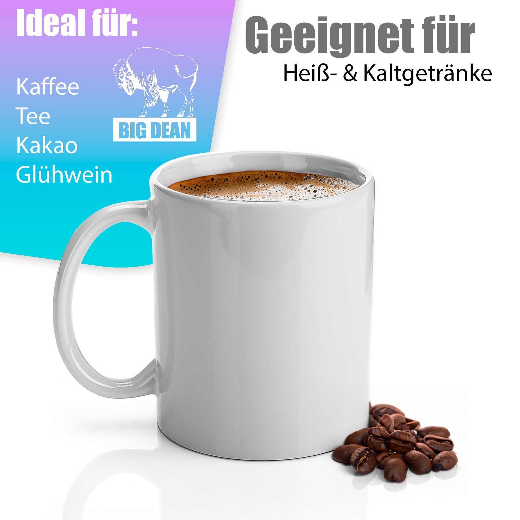 BigDean Becher 12 Stück große Kaffeebecher weiß 300ml aus, 12-tlg., Porzellan, Klassisches Design, Kaffeebecher, Bemal Bar, Kratzfest, Robust