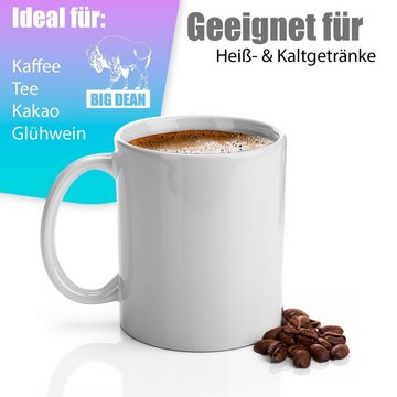 BigDean Becher 6 Stück große Kaffeebecher weiß 300ml aus, Porzellan