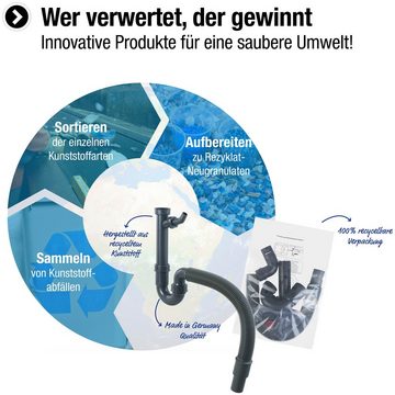 CORNAT Siphon 1 1/2 Zoll - Mit flexiblem Abgangsrohr & Geräteanschluss, Hergestellt aus recycelten Kunststoffen - Made in Germany Qualität