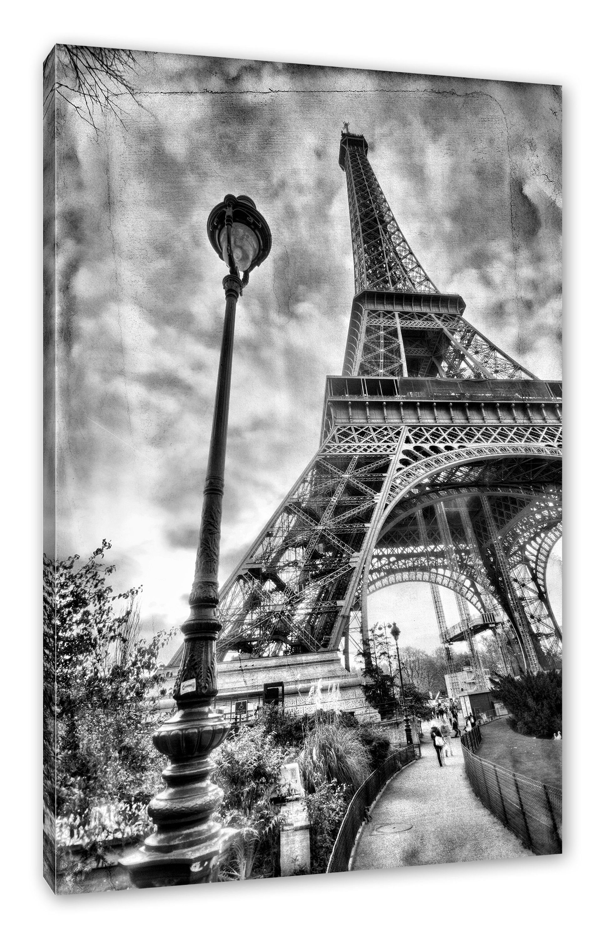Pixxprint Leinwandbild Pariser Eifelturm Retro, Pariser Eifelturm Retro (1 St), Leinwandbild fertig bespannt, inkl. Zackenaufhänger