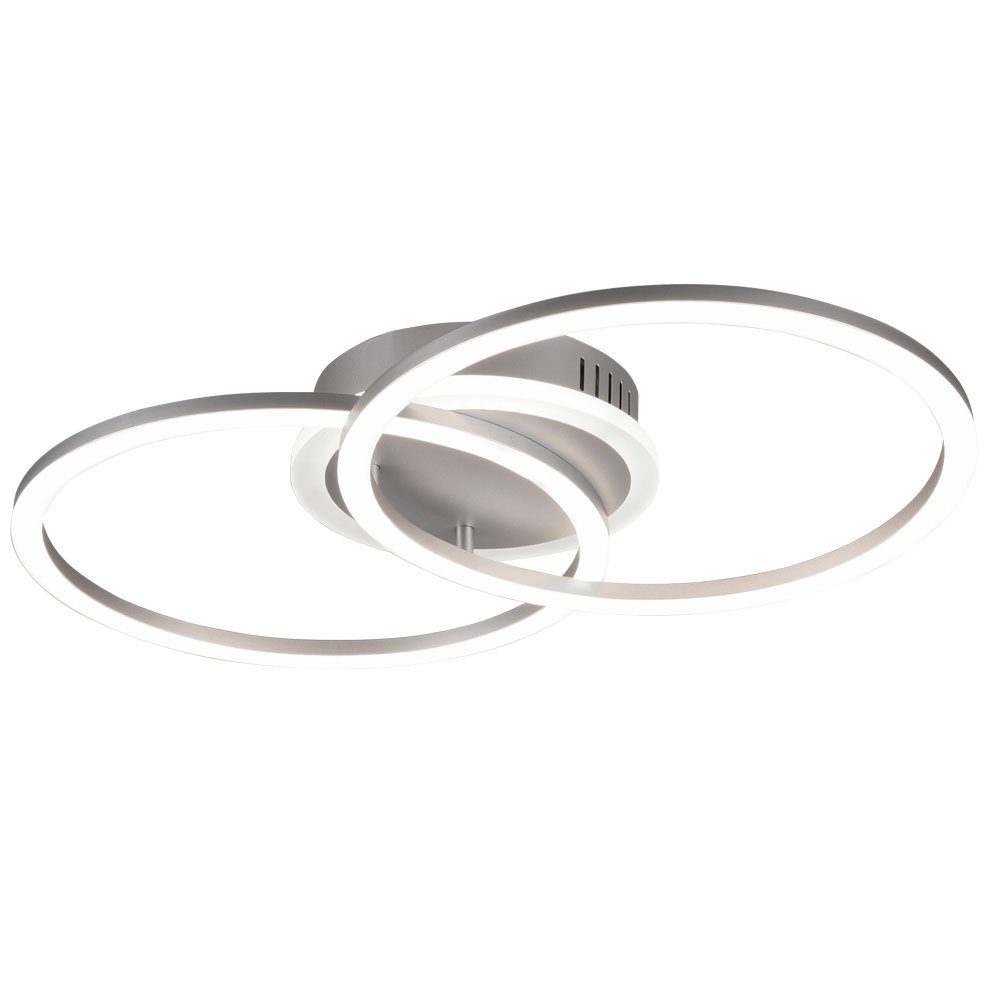 Reality Leuchten LED Deckenleuchte, LED-Leuchtmittel fest verbaut, Warmweiß, LED Deckenleuchte dimmbar Wohnzimmerleuchte Designleuchte Ringe titan