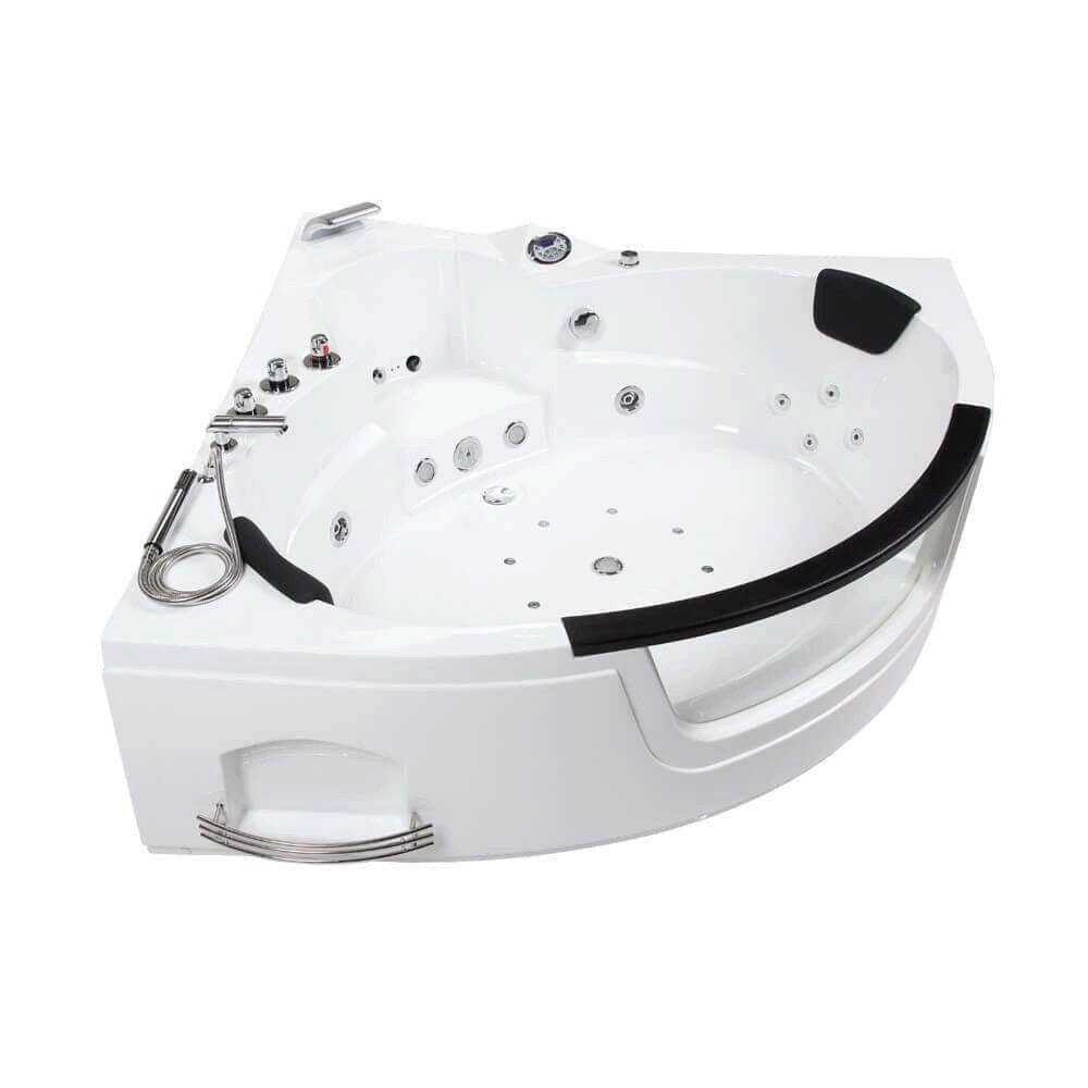 DEKO VERTRIEB BAYERN Whirlpool-Badewanne XXL Luxus LED Whirlpool Badewanne 135x135 cm +Heizung +Ozon+ Radio