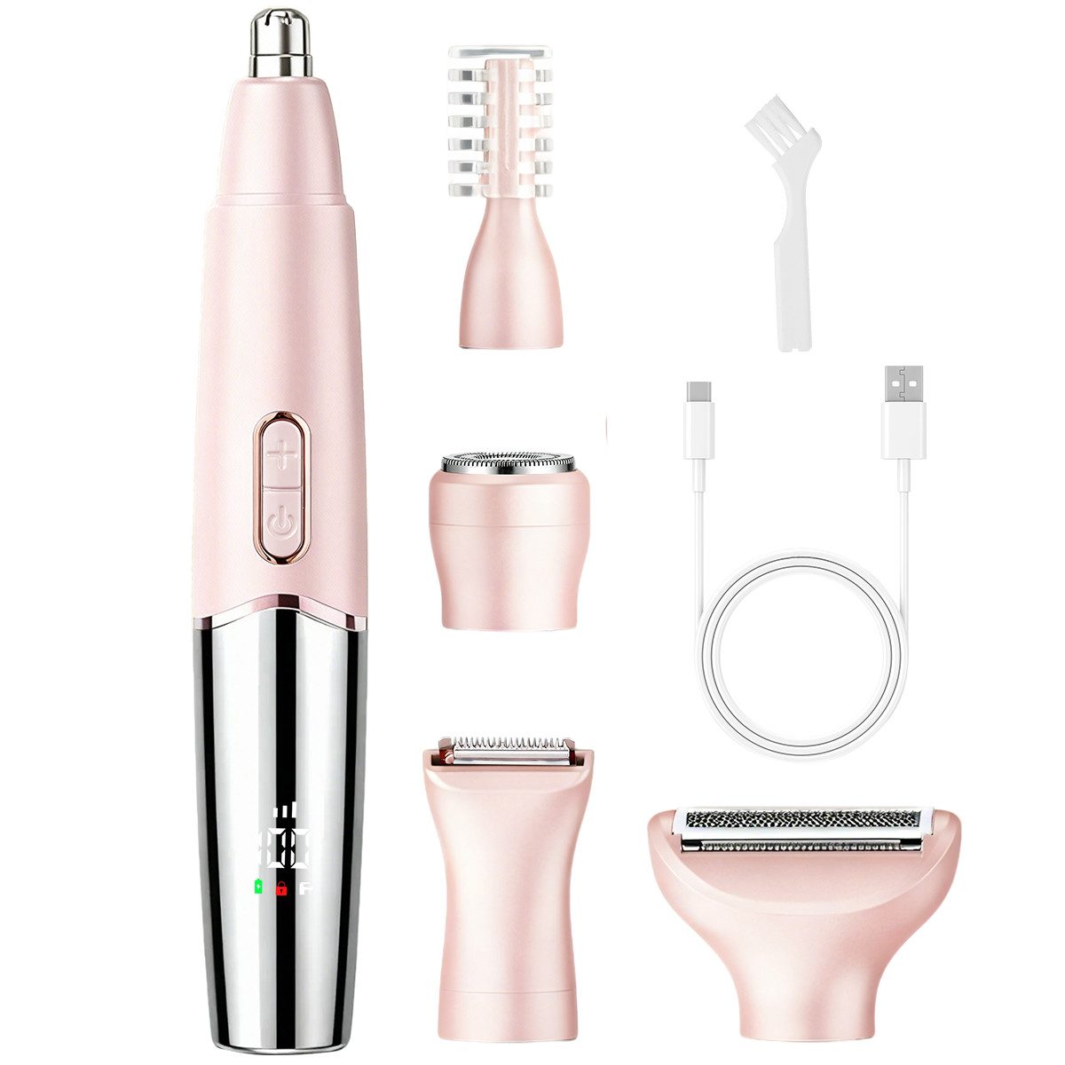 Novzep Elektrorasierer 5-in-1 Elektrischer Rasierer für Frauen, Intimrasierer,Haarentferner, 3 Geschwindigkeitsdesign, damen rasierer trimmer, LED-Anzeige