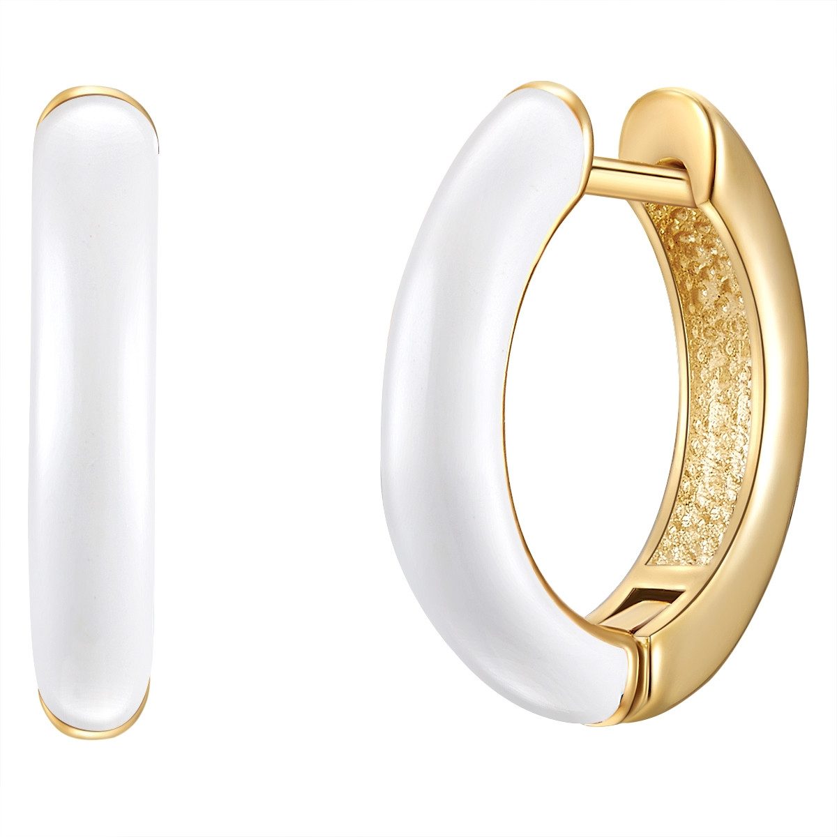 Yokoamii Paar Creolen Set: Y27 (2-tlg), Creolen gelbgold weiß