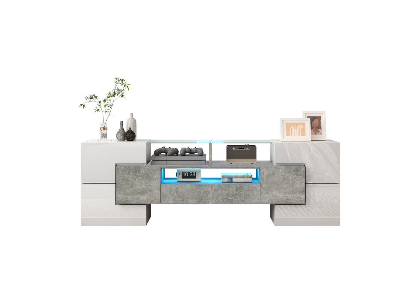 Fine Life Pro TV-Schrank Lowboard / TV‑Schrank / TV‑Lowboard mit LED‑Beleuchtung 145 cm, für Wohnzimmer