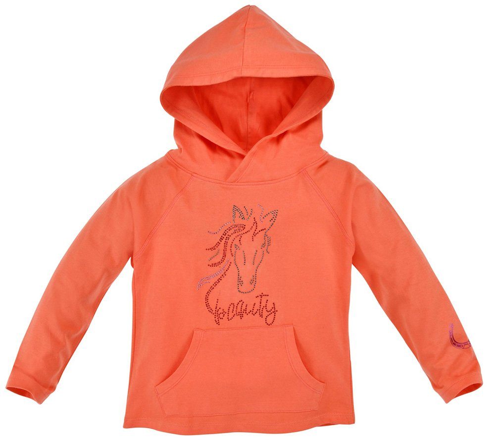 Kapuzenshirt Motiv Hoodie 36181, Orange für Pony Mädchen Kinder "Beauty" Pferde - Sweatshirt BONDI