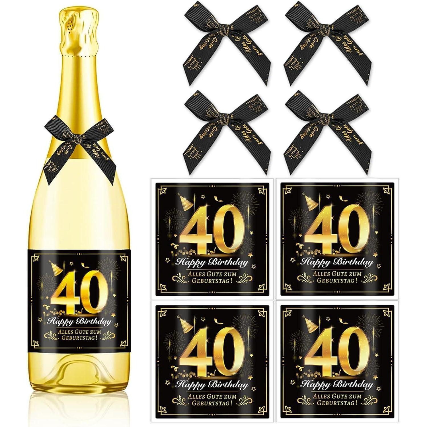 LuxusKollektion Etikett Flaschenetikett selbstklebend Schleife Geschenk 40. Geburtstag
