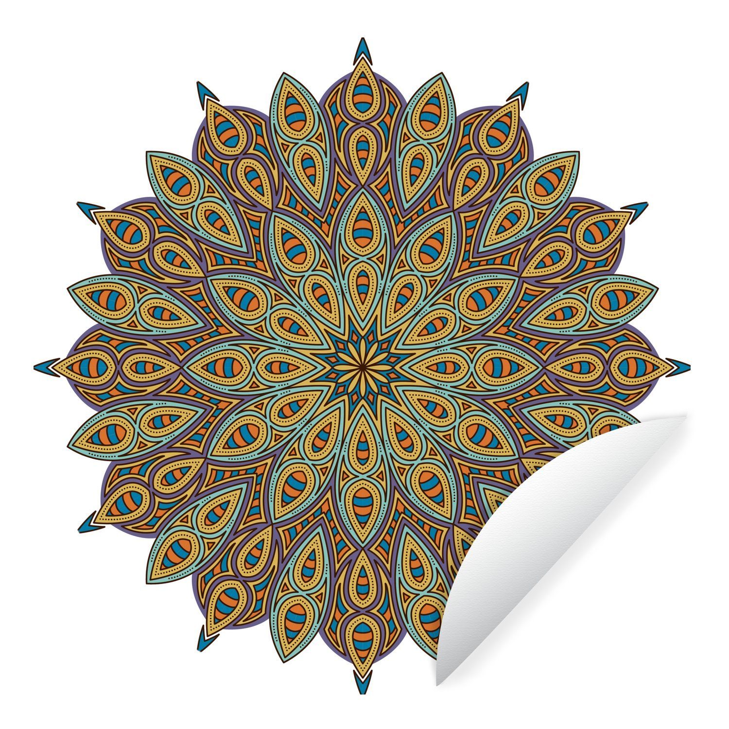 MuchoWow Wandsticker Mandala mit Blattform (1 St), Wandtattoo Selbstklebend, Wohnzimmer Deko Aufkleber, 30x30 cm