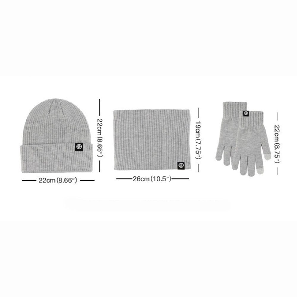 Coonoor Mütze & Schal 3in1 Unisex BeanieMütze Touchscreen Handschuhe und Loop Schal Set (Mit Weiches Fleecefutter) für Outdoor Sport Joggen Skifahren