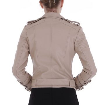 Ital-Design Steppjacke Damen Biker Bikerjacke in Beige