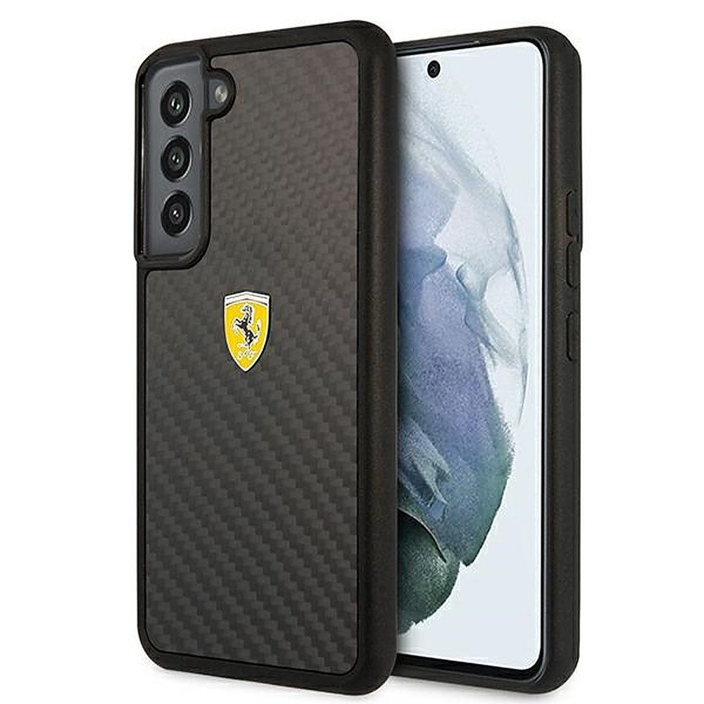 Ferrari Handyhülle Carbon Hartschale, Echte Carbonfaser, Ferrari-Metalllogo, Motorsport-Optik