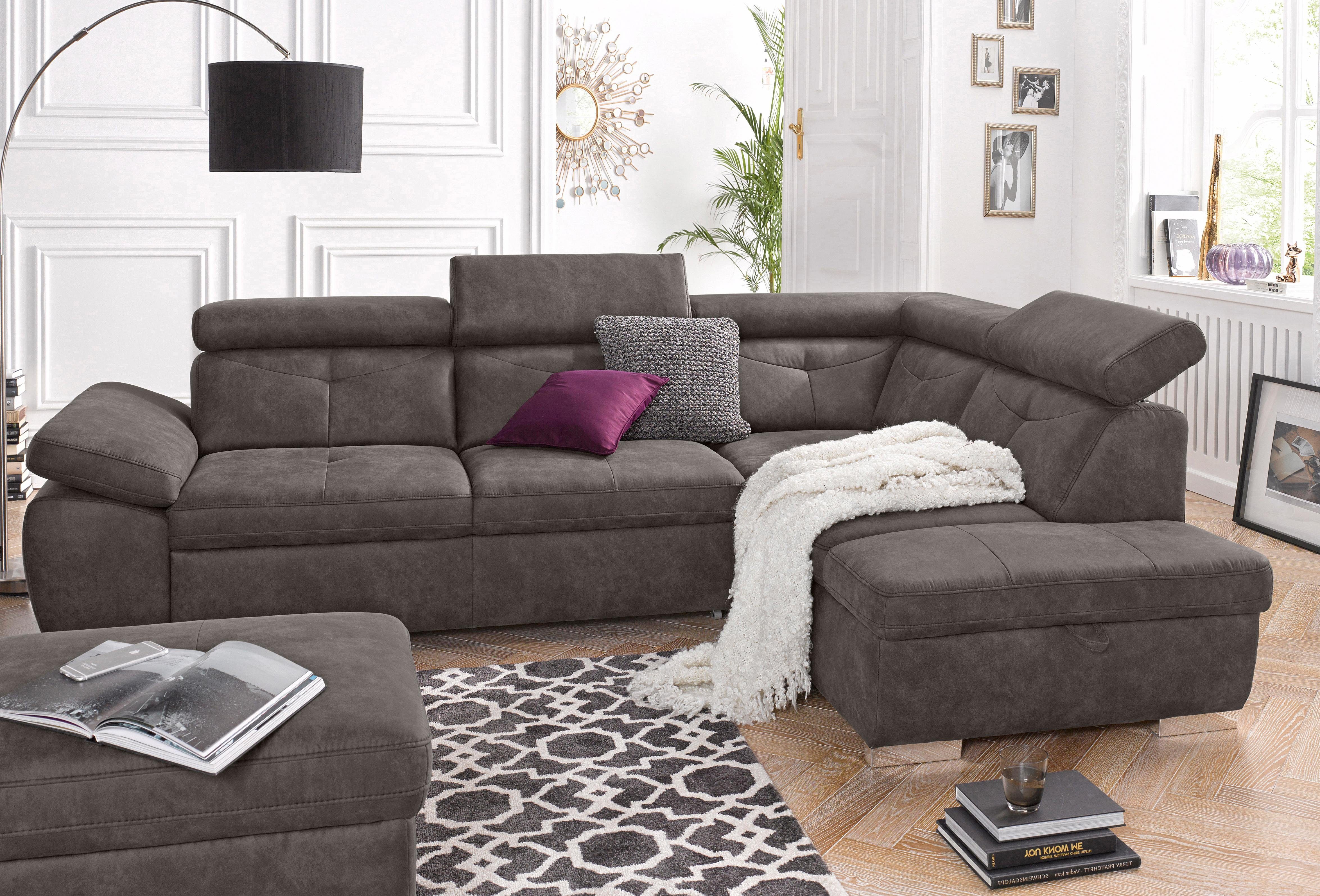 exxpo - sofa fashion Ecksofa Spring, super bequem und komfortabel mit Armteil- und Kopfteilfunktion, mit Bettfunktion & Bettkasten, Luxus-Microfaser +Simply Clean!