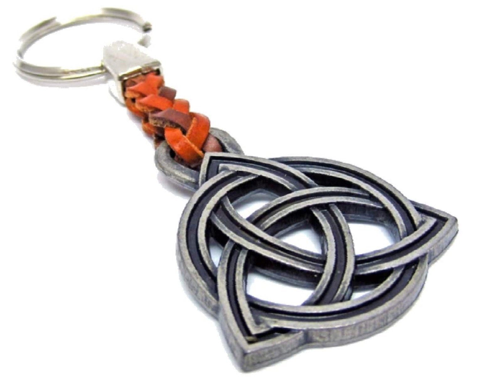 LK Trend & Style Schlüsselanhänger Symbole aus Metal, geflochtenem Leder und Schlüsselring, tierische sowie keltische Kraft Symbole Keltische Knoten Triquetra