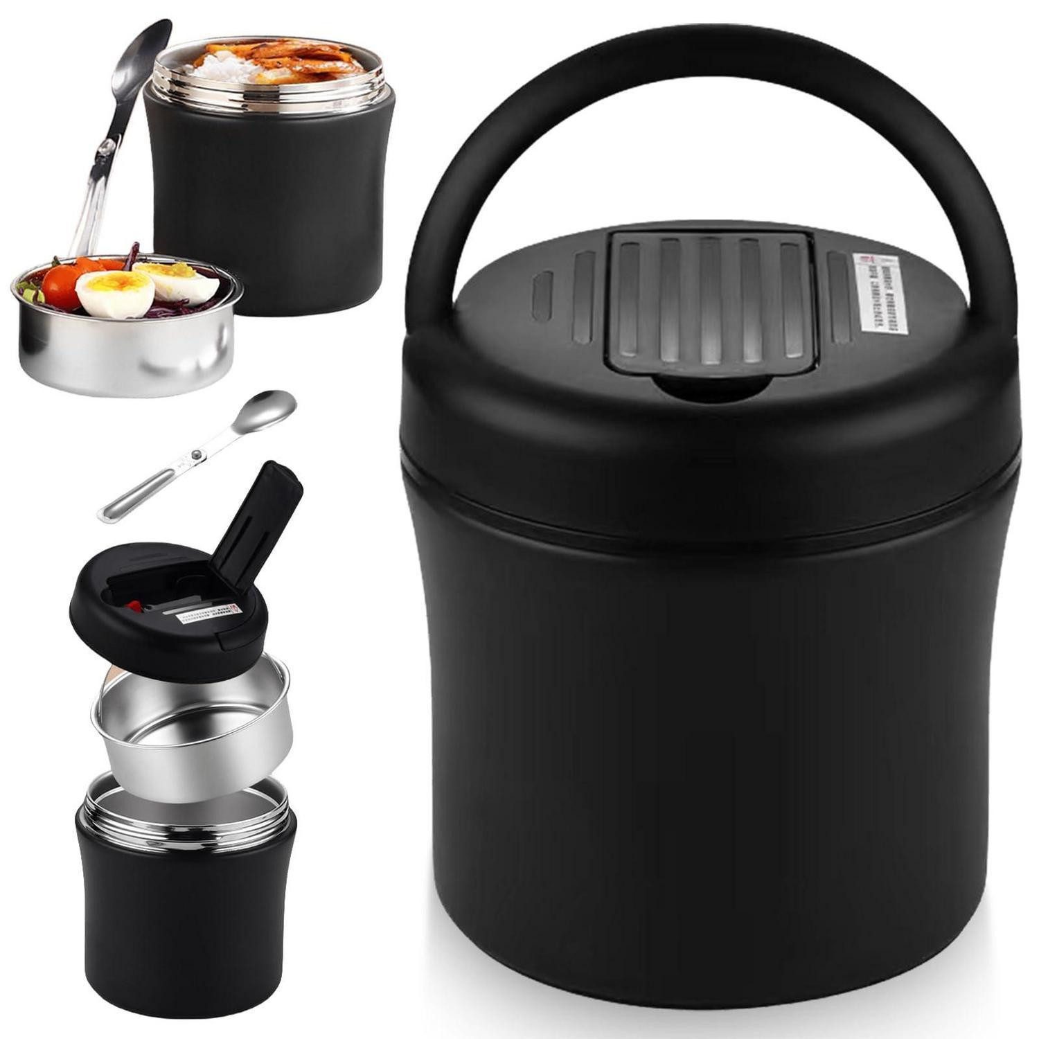 LuxusKollektion Thermobehälter Thermobehälter für Essen groß 1.2L Edelstahl, Metall