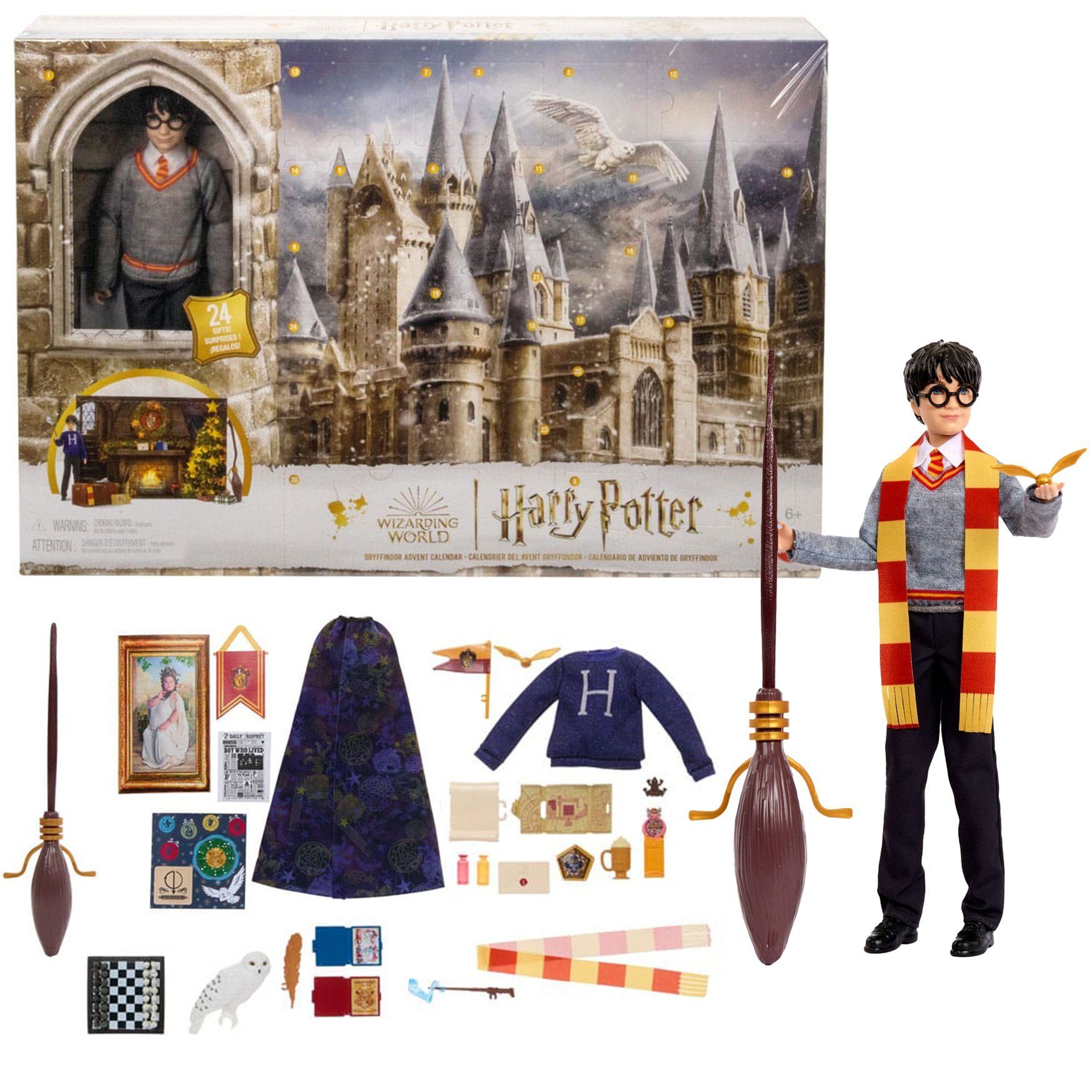 originalgetreue Gryffin, Dekofigur – – Pott Adventskalender Potter anders: Harry Überrasschungen Mattel® mal Weihnachtliche Puppe mit Harry