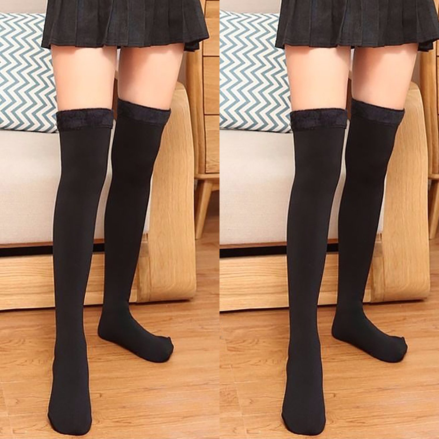 Refttenw Overknees 2 Paar Damen Overknee Strümpfe, Warm Kniestrümpfe mit St günstig online kaufen