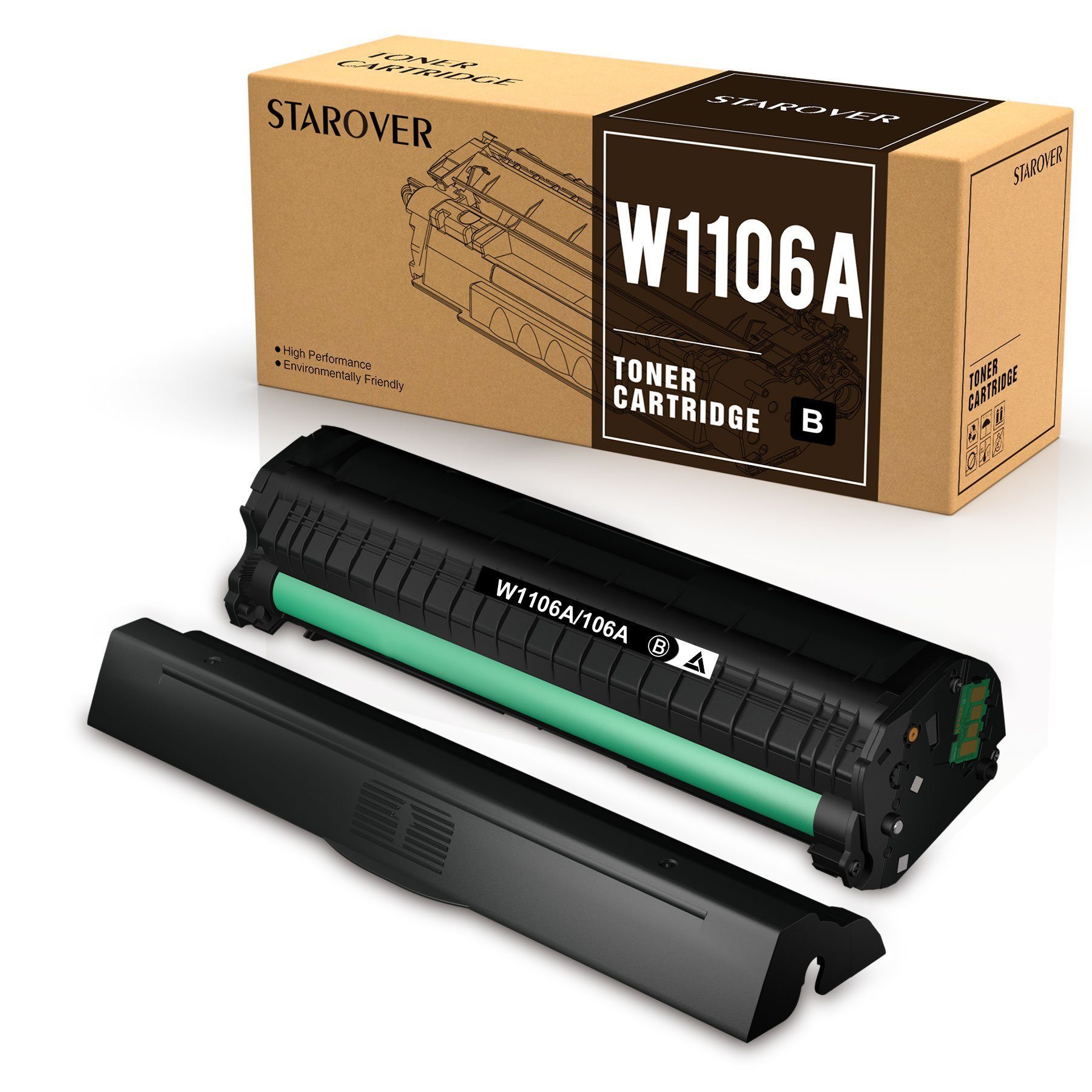 STAROVER Tonerpatrone 1er W1106A für HP 106A schwarz, (Mit chip Laser MFP 135w 135r MFP 137fwg 107w 107), Laser MFP 135a 135wg 137fnw 107a