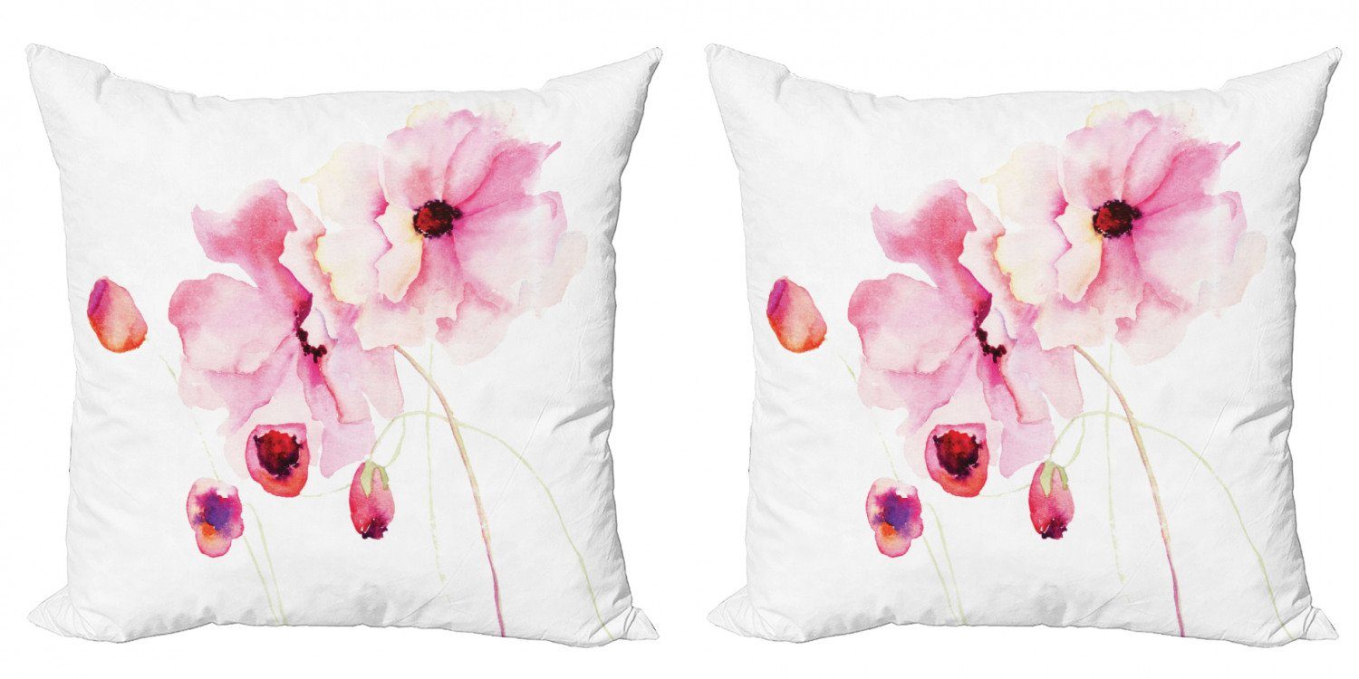 Kissenbezüge Modern Accent Doppelseitiger Abakuhaus Aquarell Digitaldruck, Stück), Blütenblätter (2 Rosa