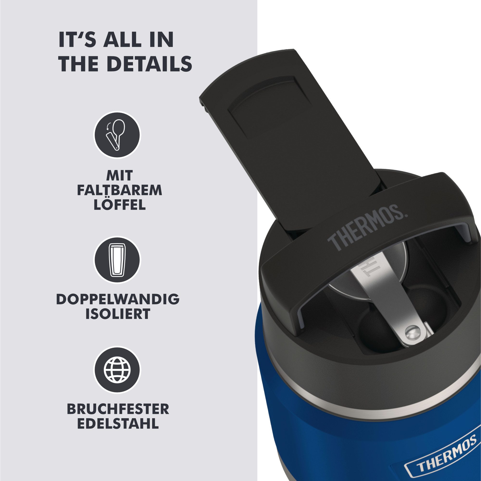 THERMOS Thermobehälter ICON FOOD JAR, Thermobehälter für Essen, spülmaschinenfest, Edelstahl, Kunststoff, Silikon, (1-tlg), 0,35l, 12h heiß & 16h kalt, dicht &  – Bild 3 von 5