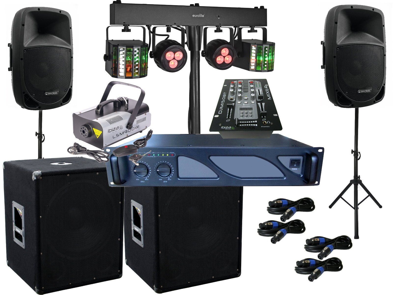 DSX DJ Komplett Set 19 Anlage Nebel LED Licht Verstärke Musikanlage