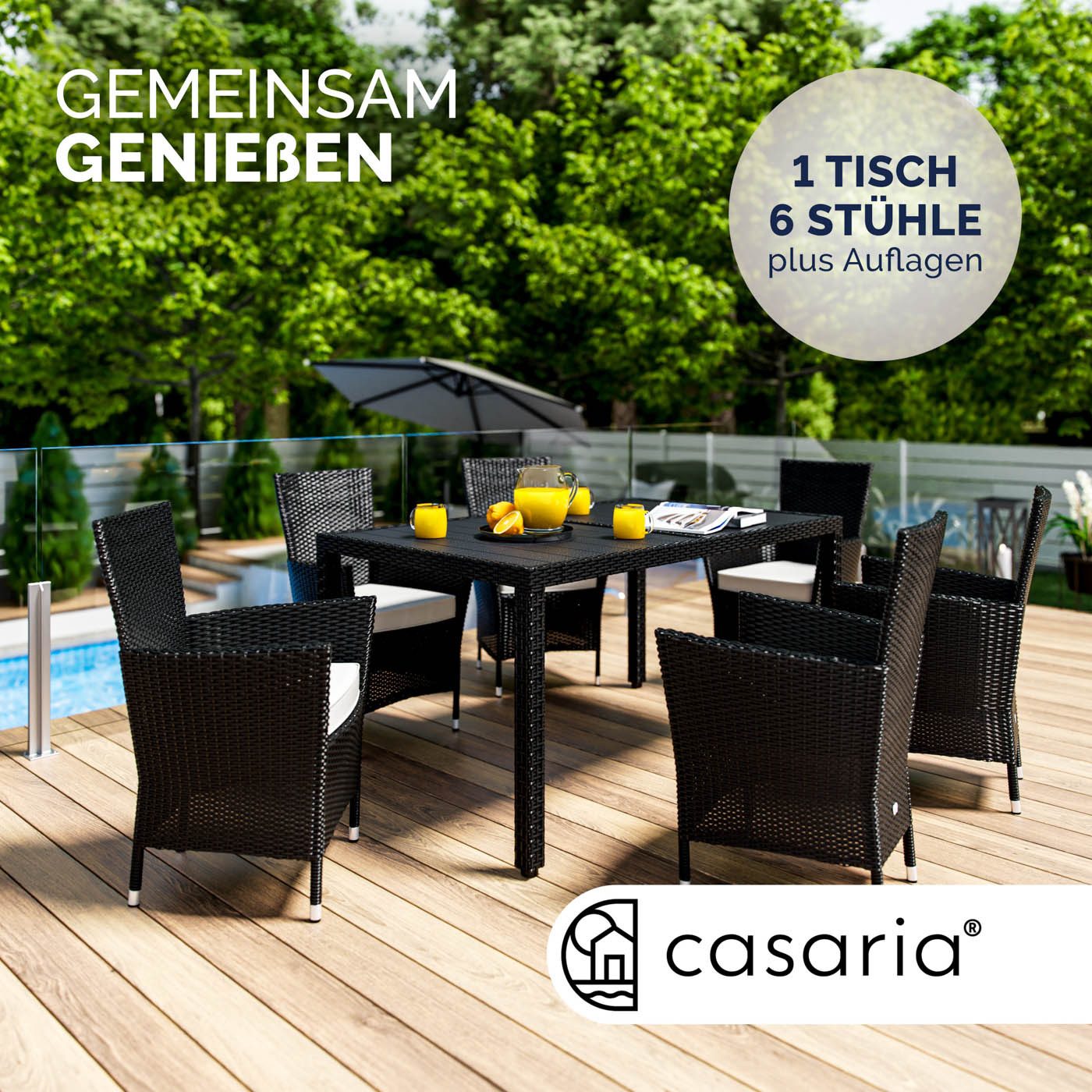 Casaria Garten-Essgruppe, (7-tlg), Gartenmöbel Set 6 günstig online kaufen
