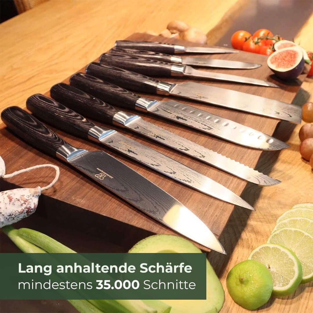 Küchenkompane Messer-Set Messerset mit magnetischem Messerblock - 8-teiliges Küchenmesser Set (2-tlg)