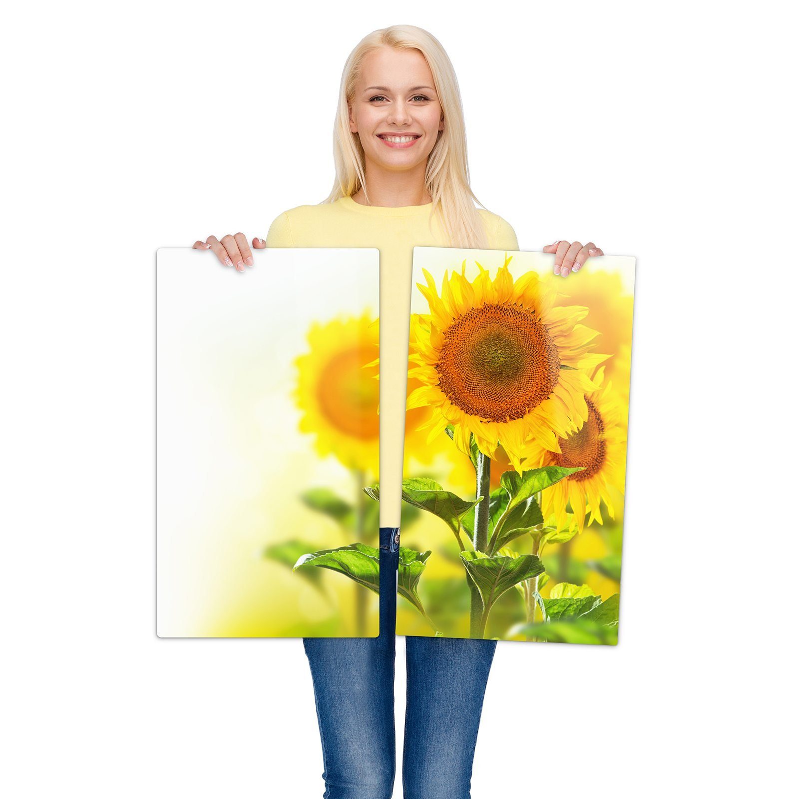 tlg) Sonnenblumenzweige, Spritzschutz (2 Herdabdeckplatte Glas Primedeco Herd-Abdeckplatte Glas, aus