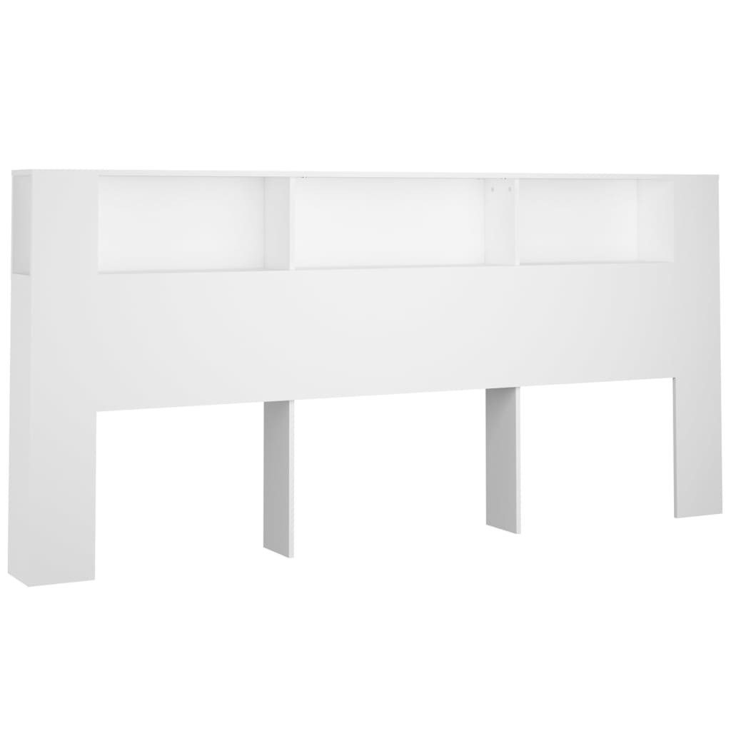 vidaXL Bett, Kopfteil mit Ablagen Weiß günstig online kaufen