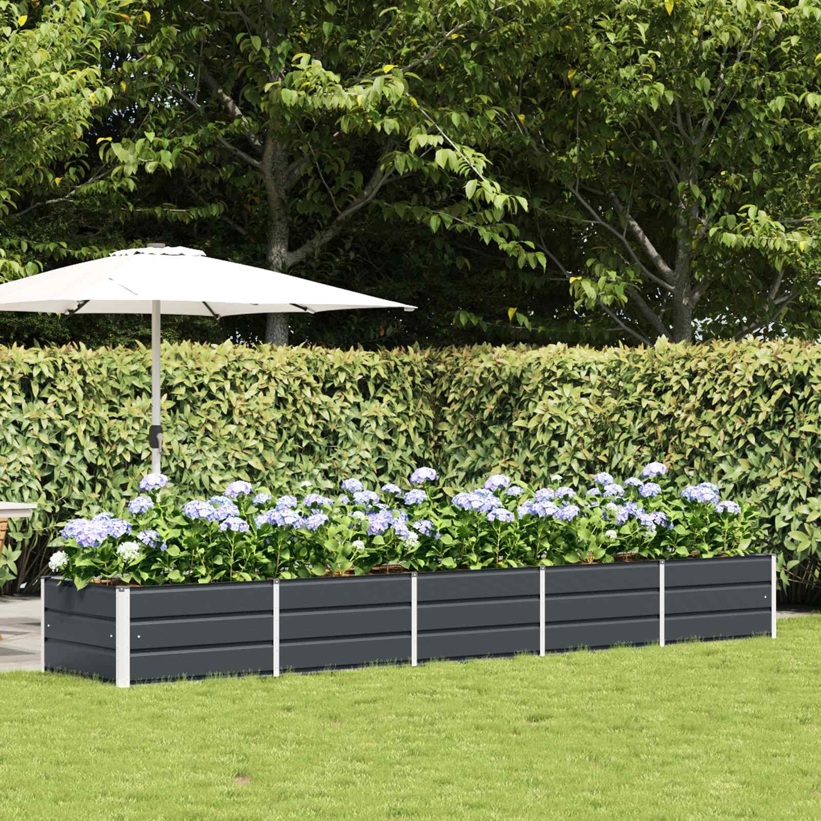 vidaXL Blumentopf Pflanzkübel Anthrazit 400 x 80 x 45 cm Stahl (1 St) – Bild 2 von 5