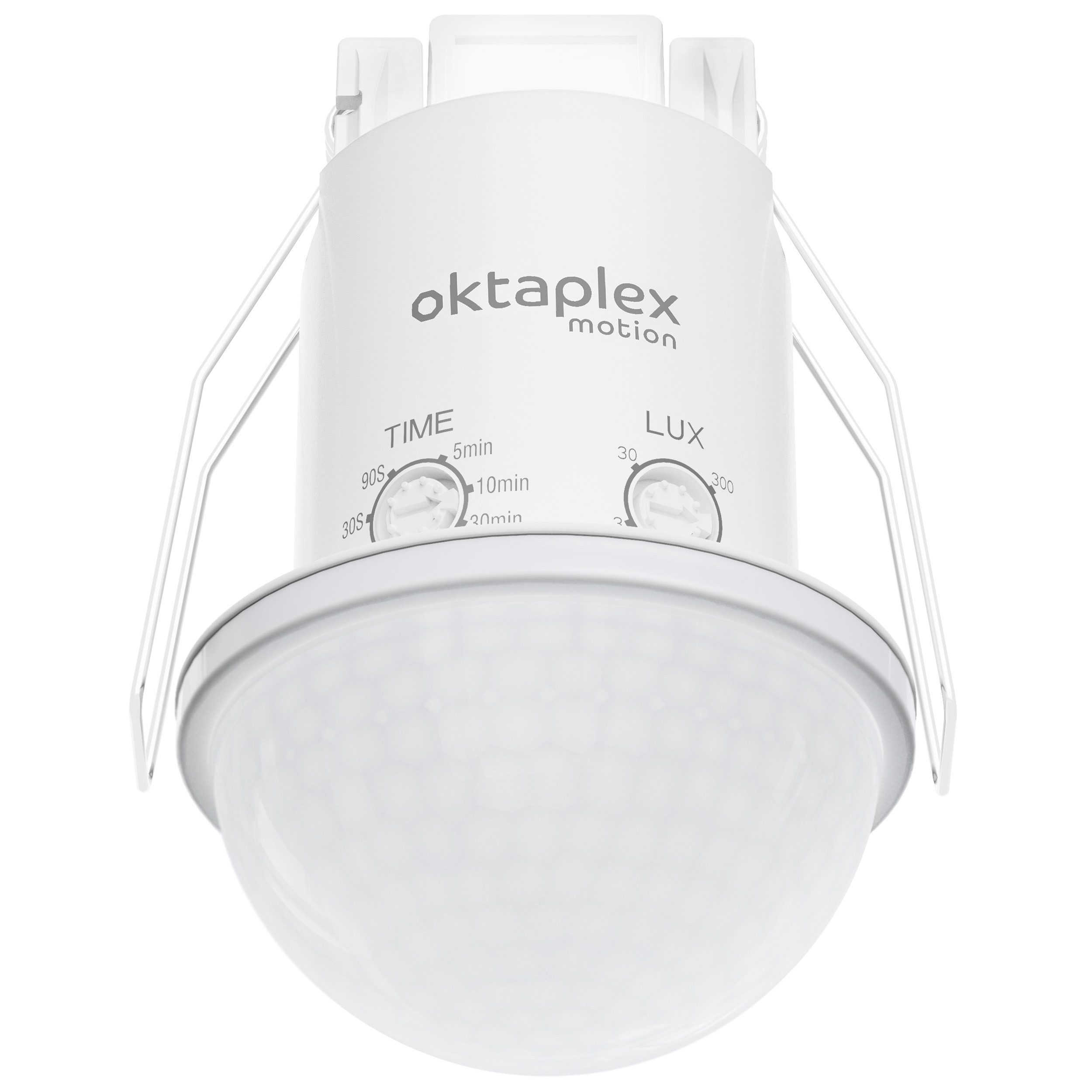 Oktaplex motion Bewegungsmelder Kim 360 Grad Bewegungsmelder Decke Einbau PIR 10 m IP54, (1-St), Deckensensor Innen Außen mit Nachlaufzeit weiß