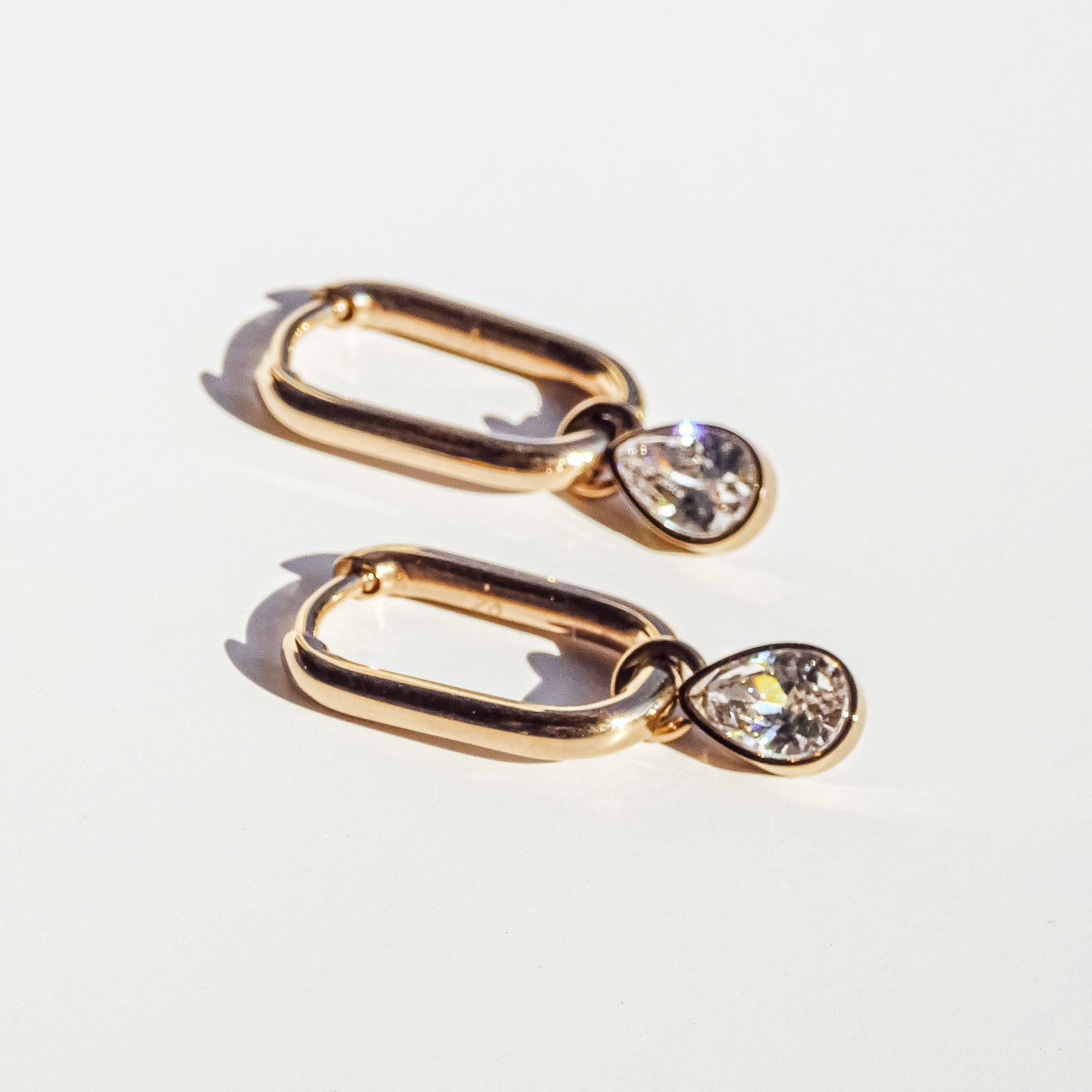 Echtzeit Paar Creolen Schmuck Geschenk Edelstahl Ohrringe Like Diamonds Tropfen, mit Zirkonia (synth) - Einhänger abnehmbar – Bild 2 von 5